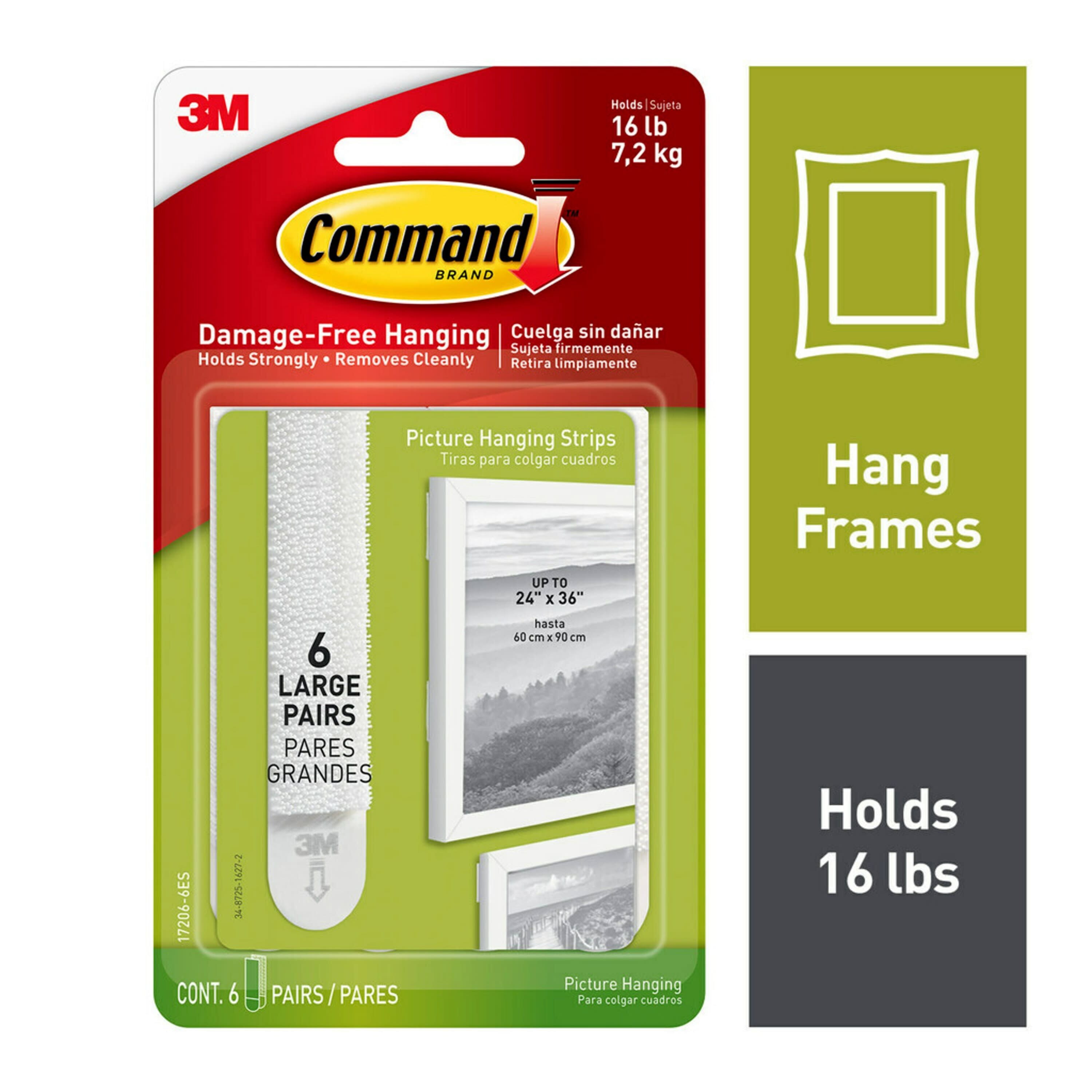 3M Command Poster Strips, 12 per Pack, 6 Packs