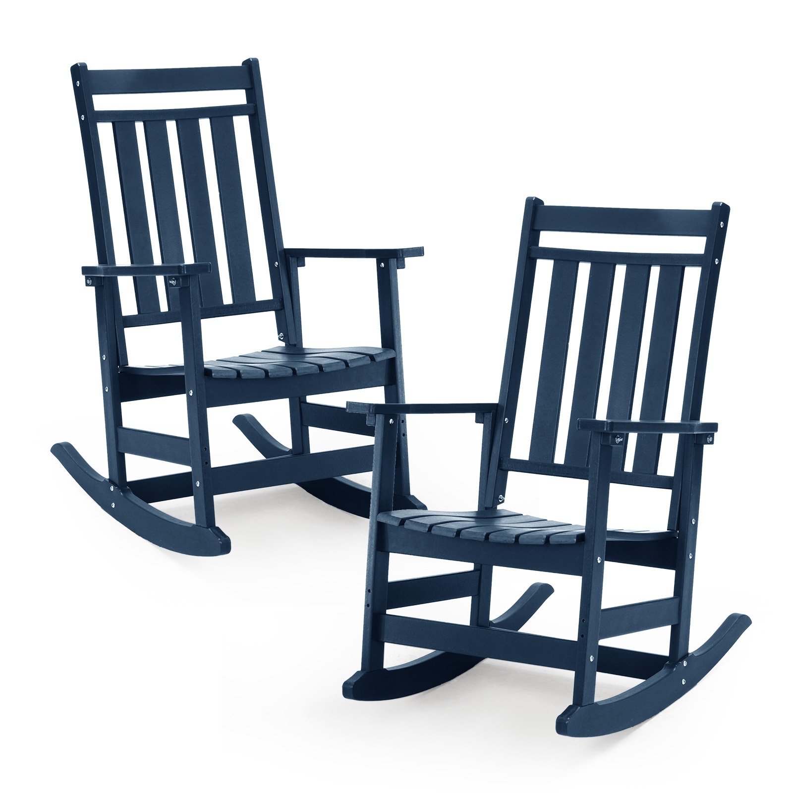 GARSING 22RC-NB Rocking Chair Navy HDPE Frame Stationary Rocking Chair with Slat Seat
