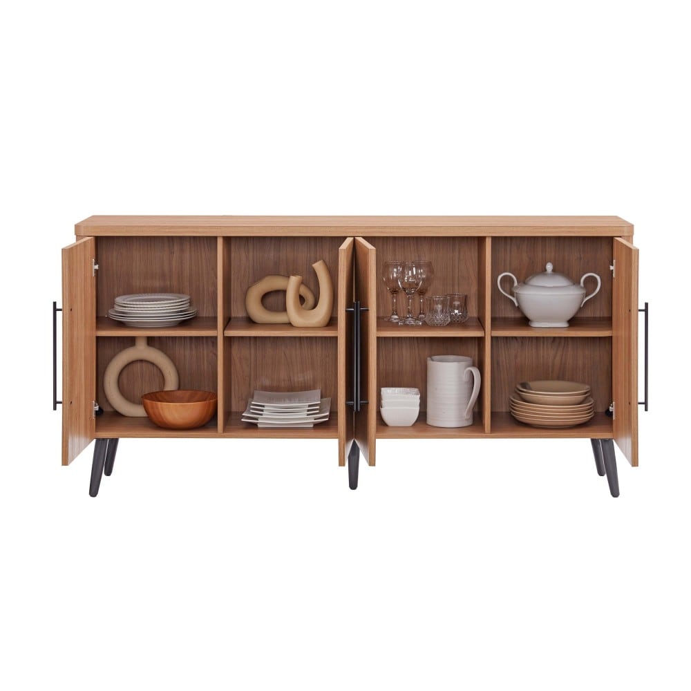GlasFlength Maple Finish Sideboard Classic Storage Cabinet for Kitchen ...