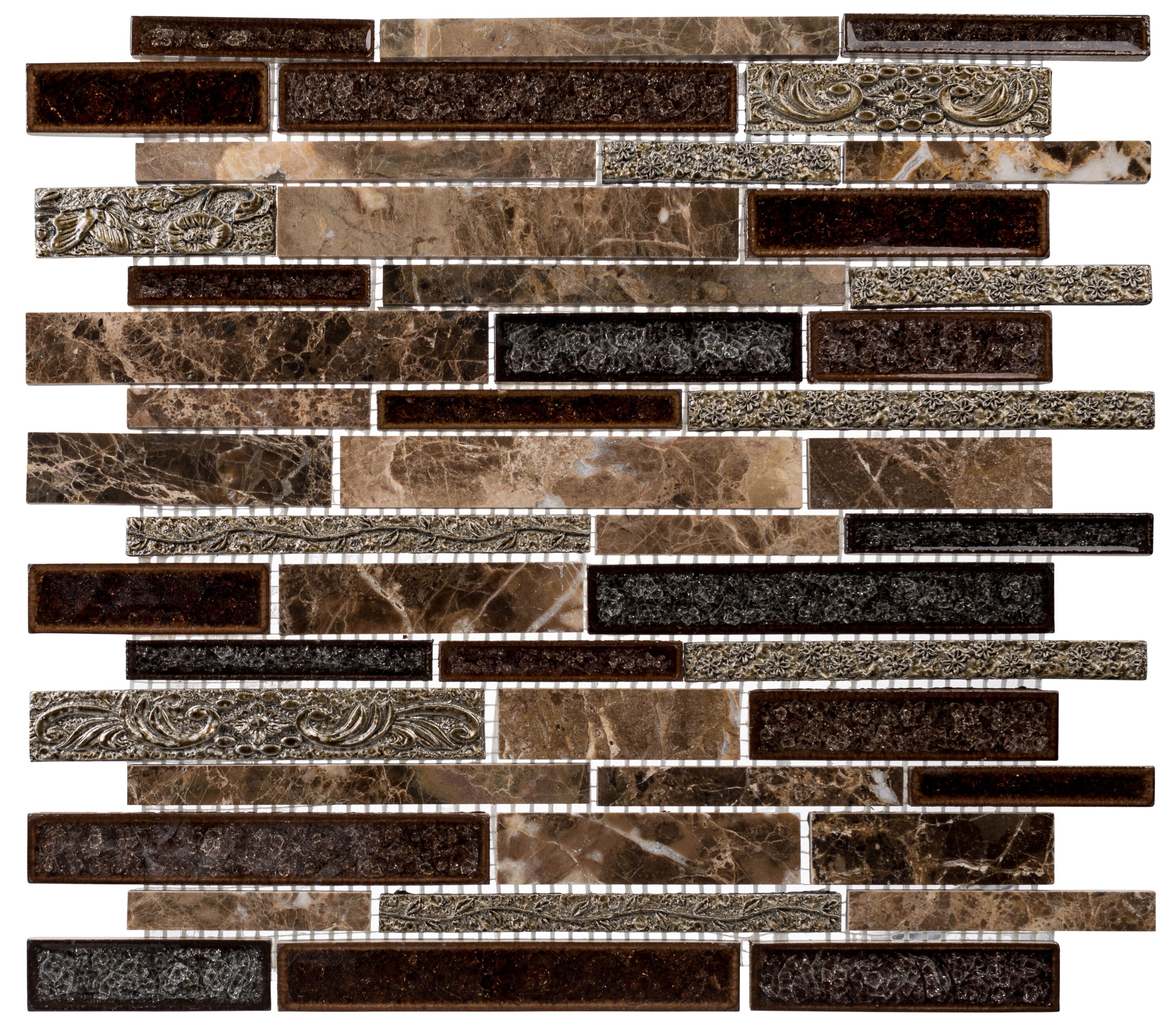 Andova Tiles SAM-ANDEXPS383 Sample- Alcudia 6-in x 6-in Multi-finish Glass/Metal/Stone Brick Look Floor and Wall Tile