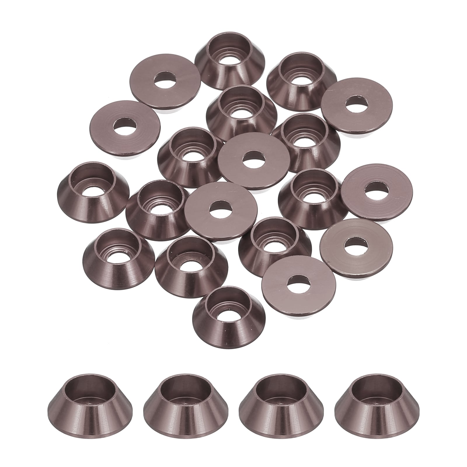 Unique Bargains M3 Cone Cup Washers Anodized Aluminum Gaskets Cup Head Washer Gasket for Screw RC/FPV/PC/Drone/Mechanical Accessories Model Parts 20pcs (Titanium Gray)