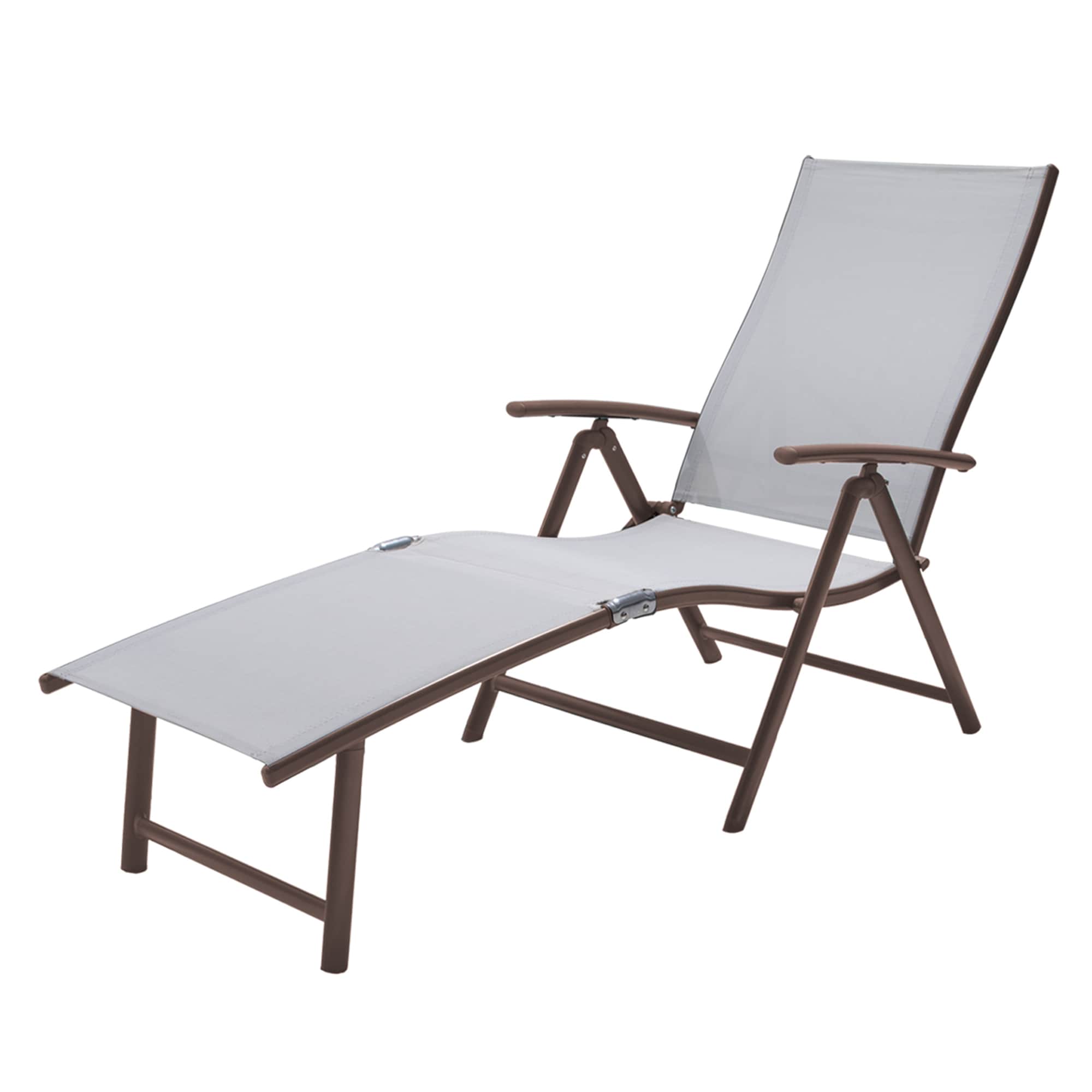 Pellebant PB-LG001LGY-1 Chaise lounge dark brown Aluminum Frame Stationary Chaise Lounge Chair with Brown Mesh Seat