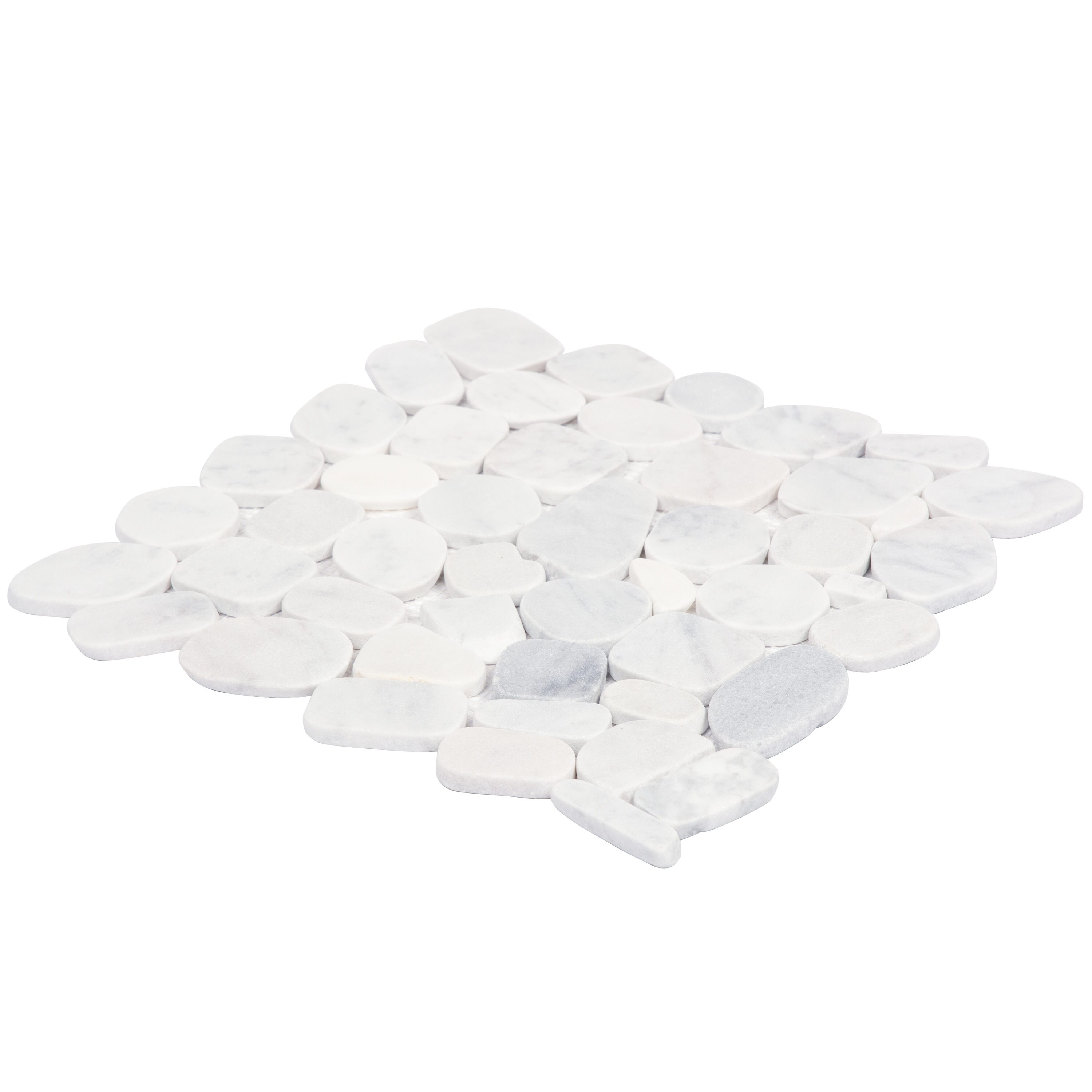 Satori 10-Pack Mixed White Marble 12-in x 12-in Honed Natural Stone Marble Pebble Floor and Wall Tile