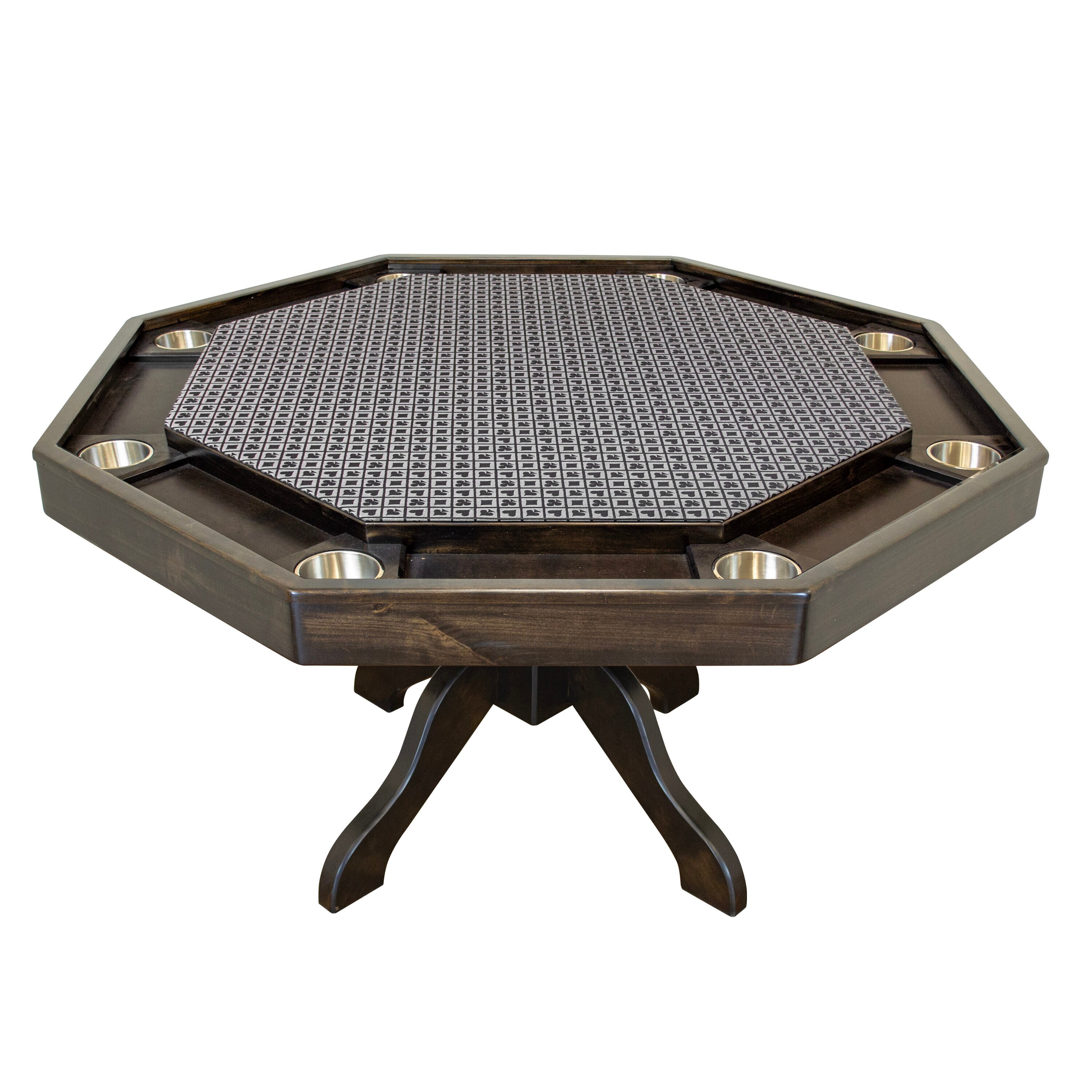 Mocha Knotty Alder 54" Square Poker Table with Stainless Steel Cup Holders