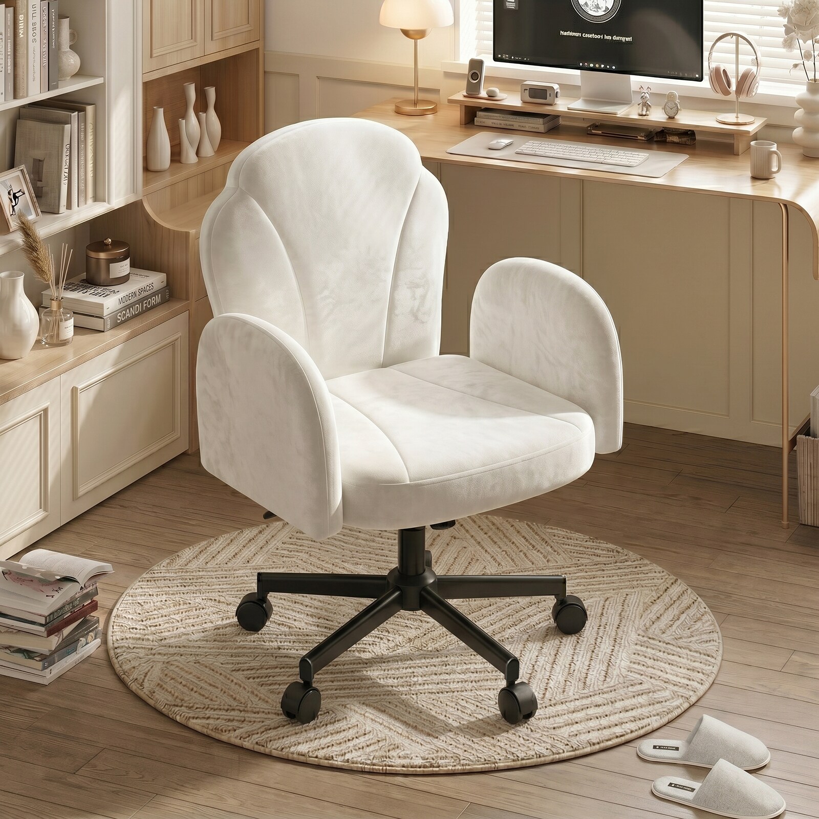 Bestier - 37.01-in W White Ergonomic Office Chair with Folding Armrest and Reclining Backrest