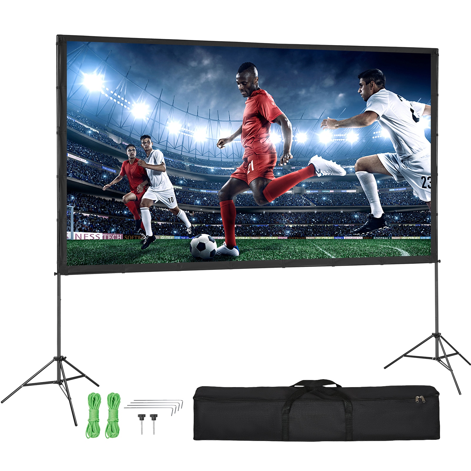 GIVIMO 120-in 16:9 4K Outdoor Projector Screen with Stand featuring Wrinkle-Free Polyester Movie Screen with Tripods and Carry Bag #LW038GIVSS271