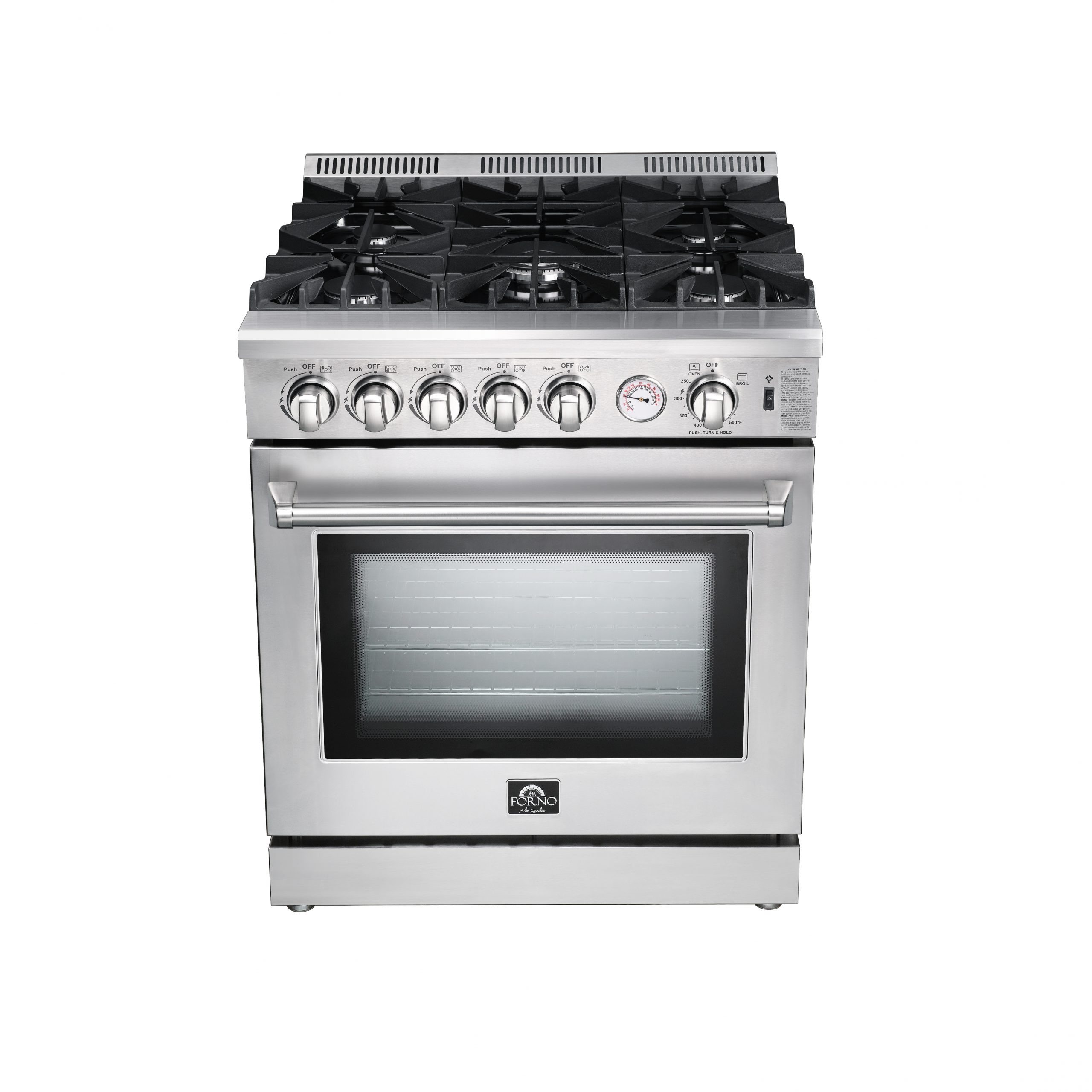 FORNO Lseo 30-in 5 Burners 4.23-cu ft Freestanding Natural Gas Range  (Stainless Steel)