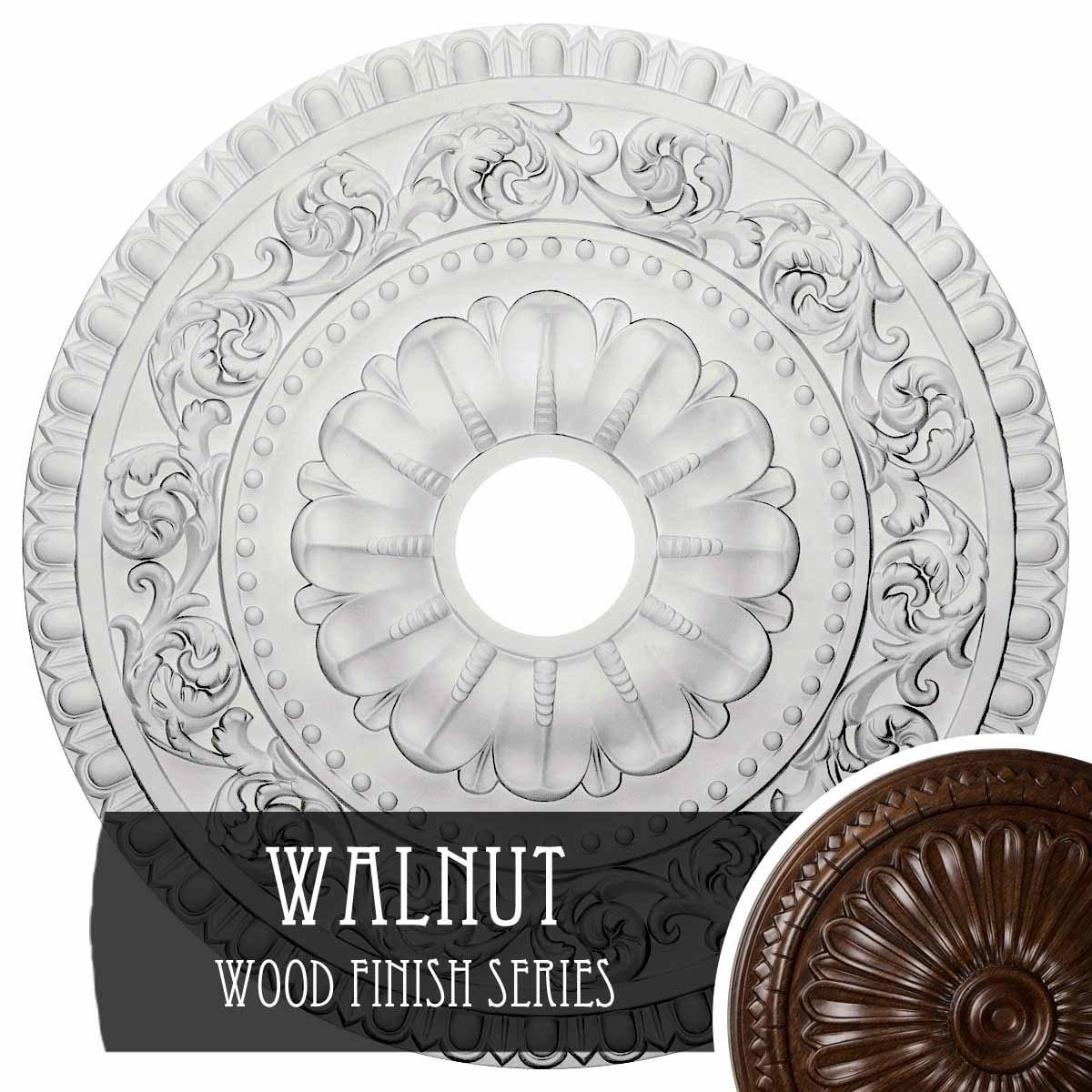 Ekena Millwork CM23VAWAS Vaduz 23.5-in W x 23.5-in L Walnut Polyurethane Ceiling Medallion