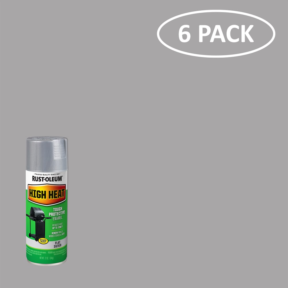 Rust-Oleum 7716830SOS Specialty High Heat 6 -Pack Flat Silver High Heat Spray paint ( NET WT. 12-oz )