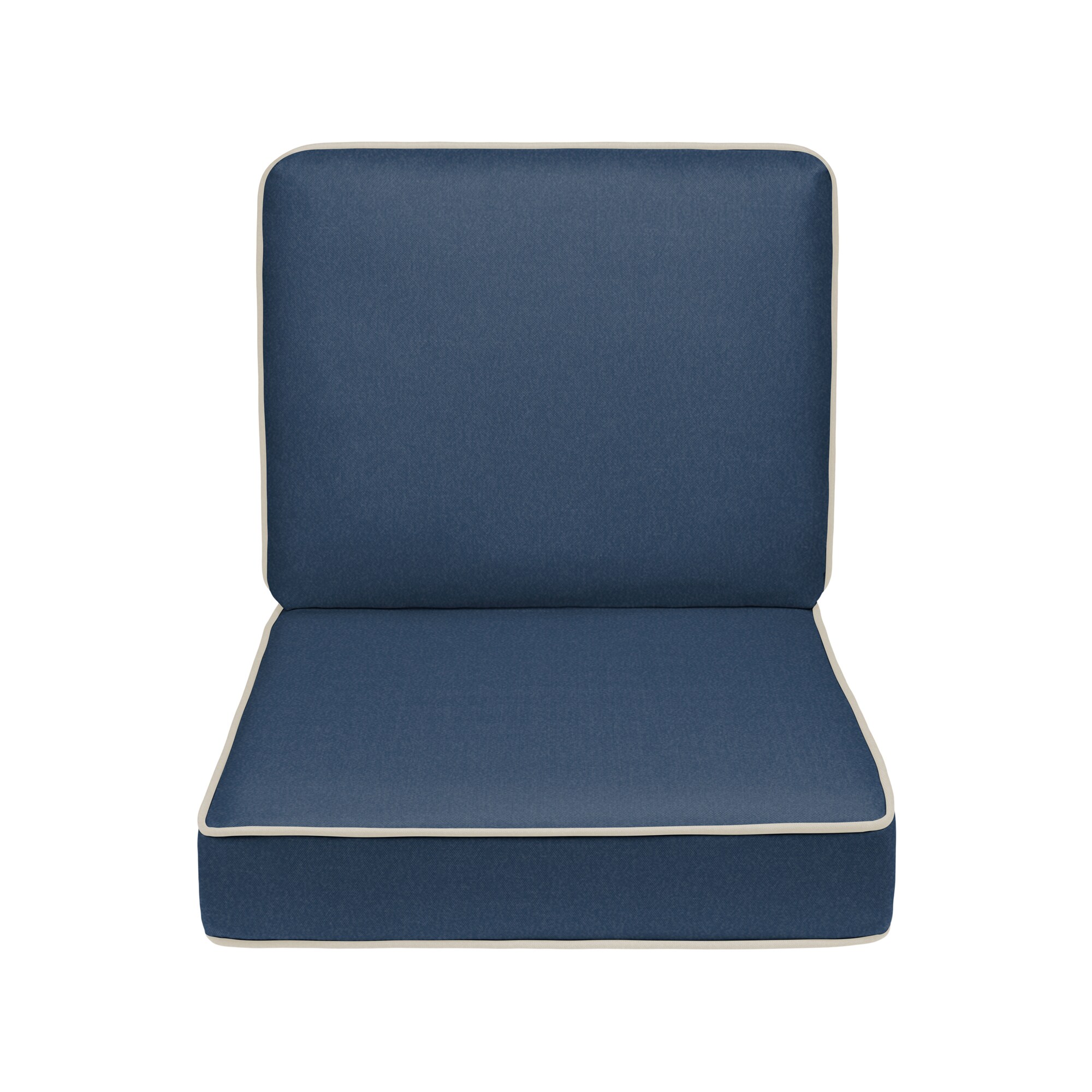 Haven Way 26-in x 23-in 2-Piece Navy Linen Piping Patio Chair Cushion in  the Patio Furniture Cushions department at