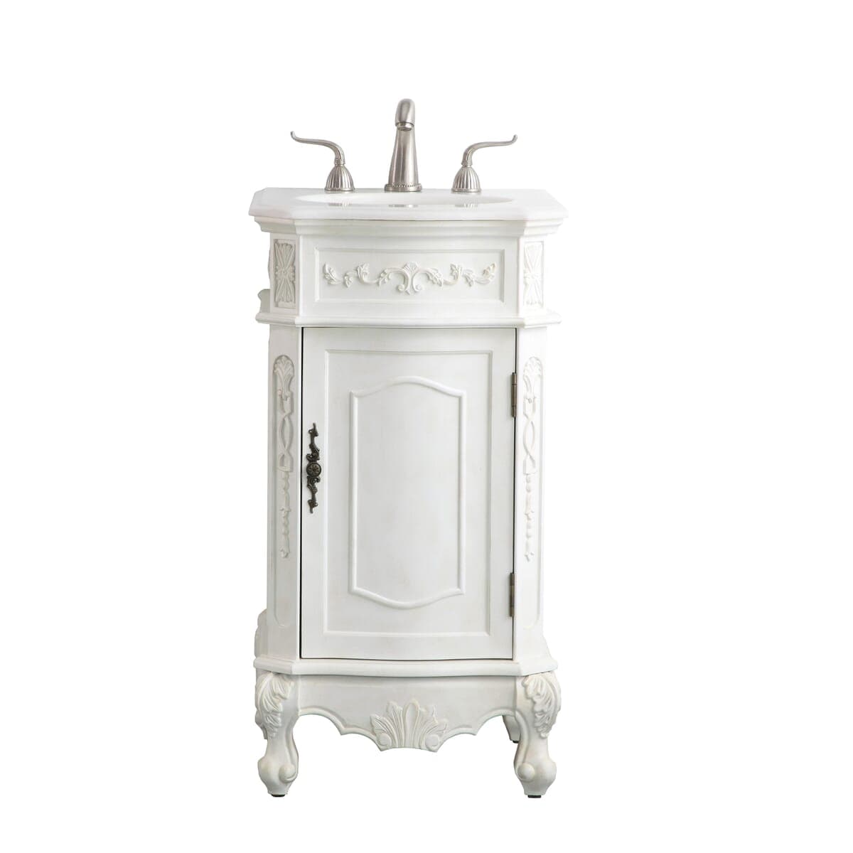 Simply Living Home Danara 19 inch Single Bathroom Vanity in Antique White with Ivory White Engineered Marble