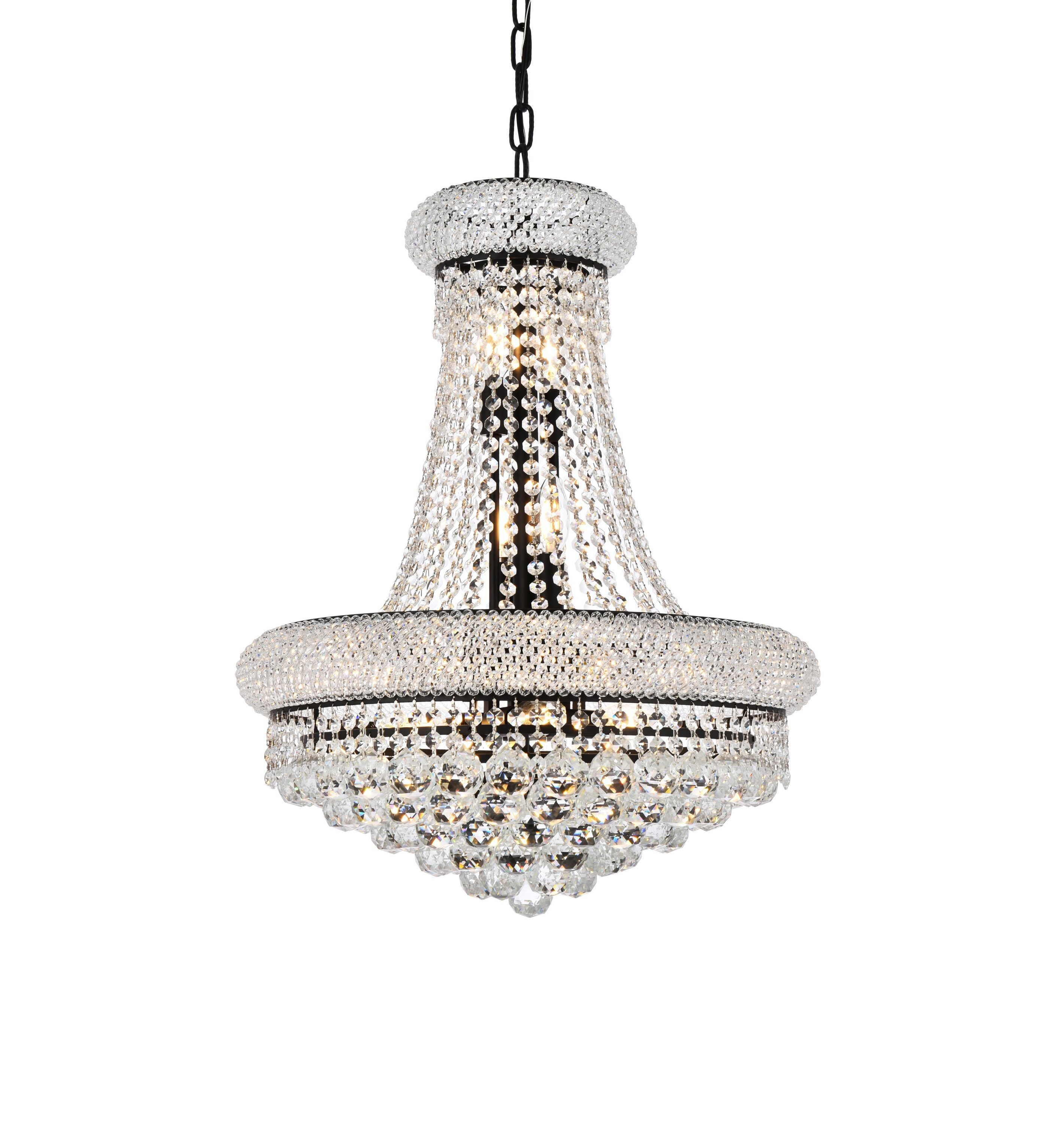 Black and Clear Crystal 14-Light Mini Chandelier