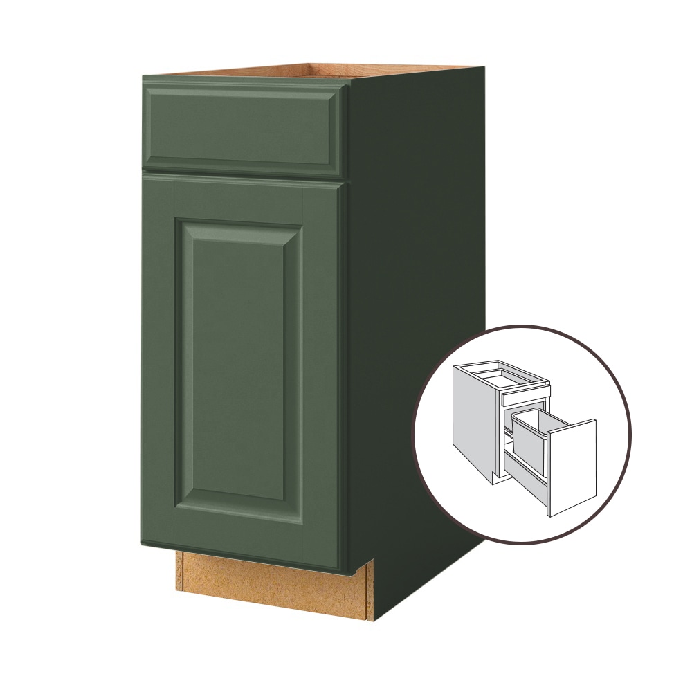 allen + roth Marston 15-in W x 34.5-in H x 24-in D Sage Pull-out Trash Cabinet Base Fully Assembled Cabinet Raised Panel Square