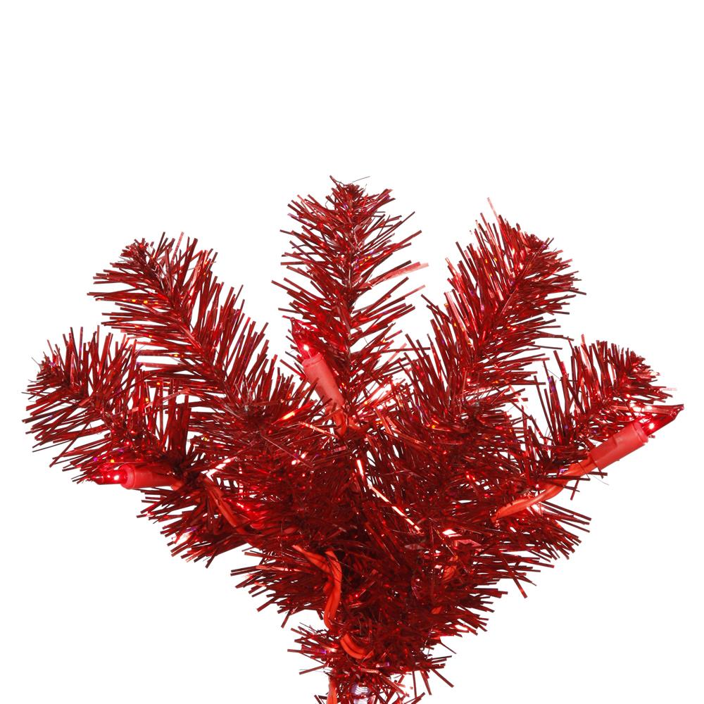 Vickerman 7.5-ft Pre-lit Slim Red Artificial Christmas Tree With LED ...