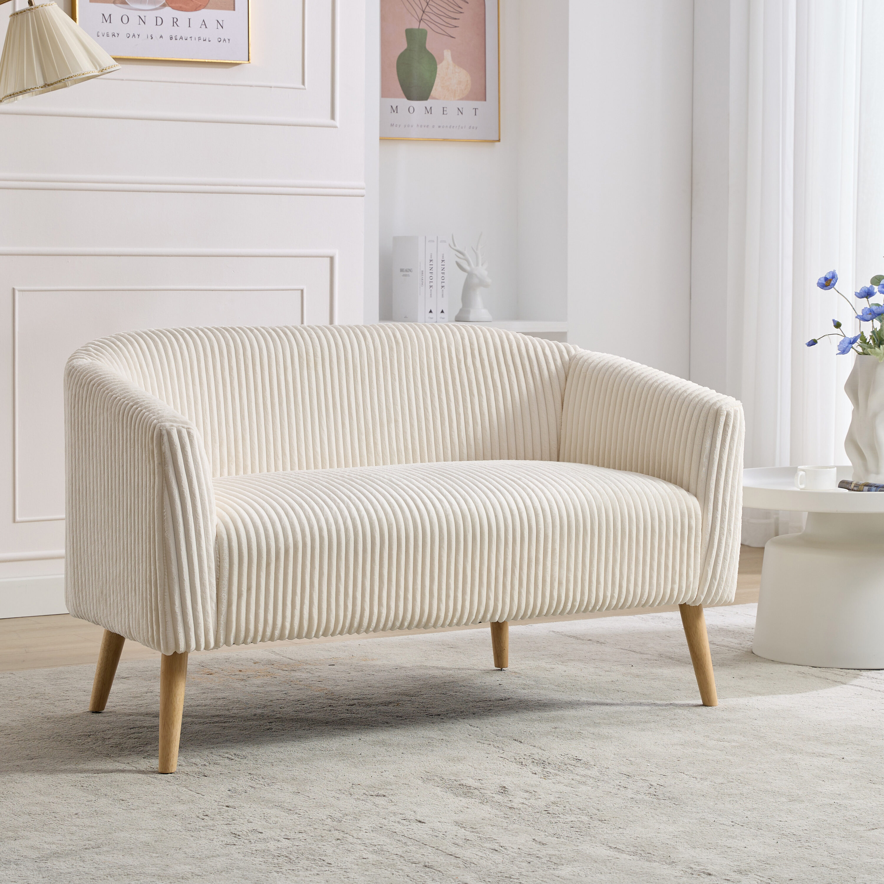 Hrinhom HC-W3002-IVORY 50.8-in Casual IVORY 2 -seater Loveseat
