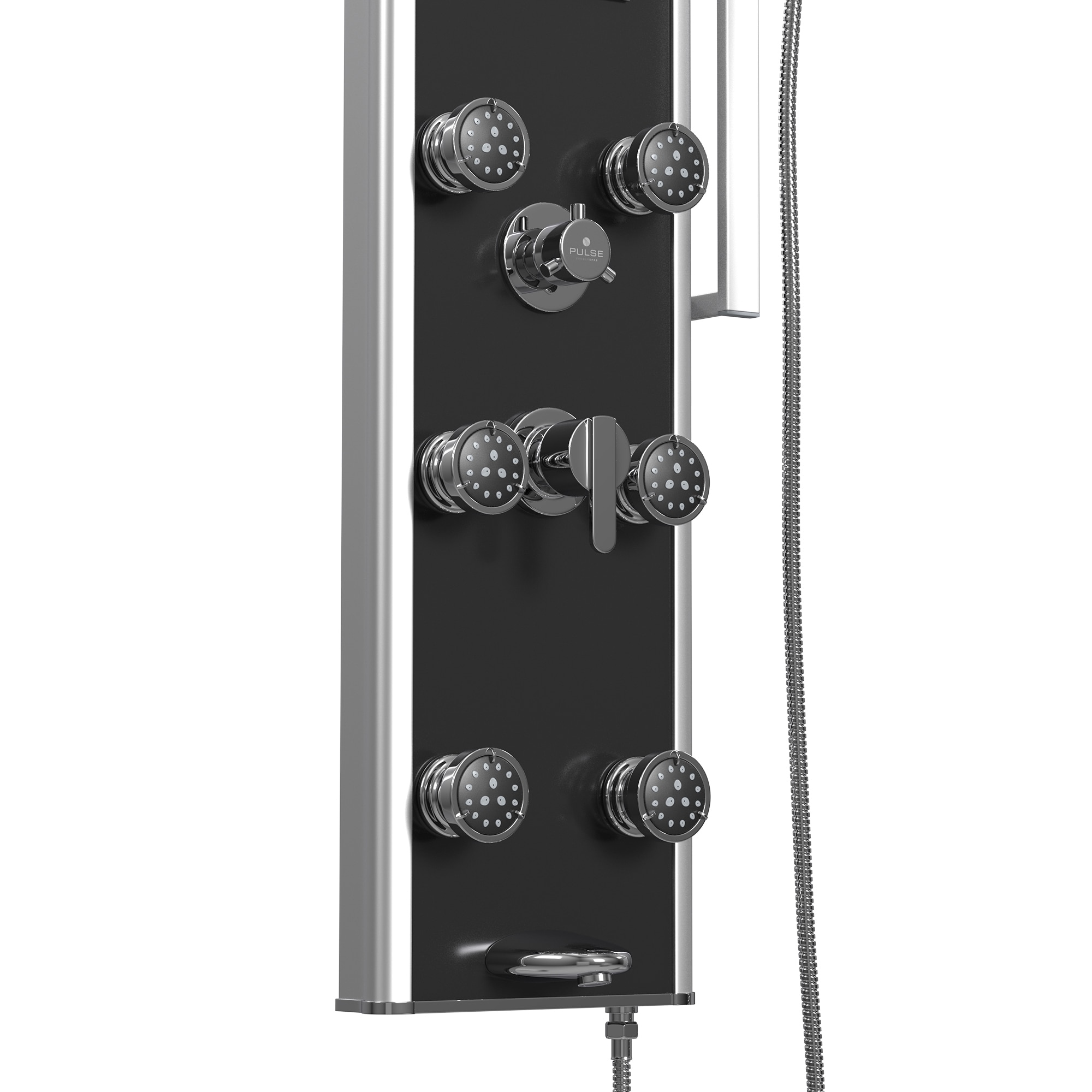 Black Tempered Glass Shower Panel with Dual Shower Heads