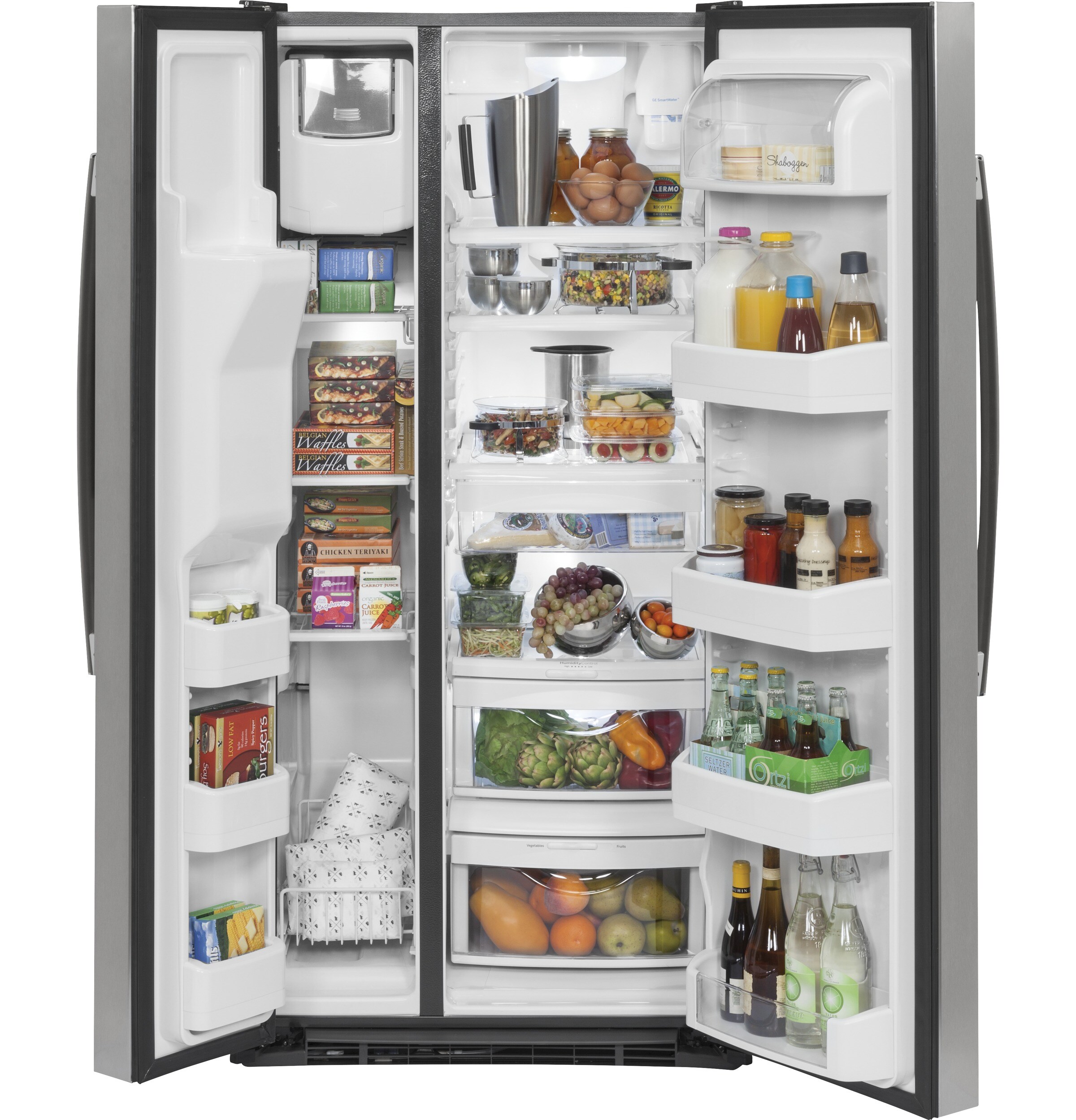 GE 23.2-cu ft Side-by-Side Refrigerator with Ice Maker (Stainless Steel ...