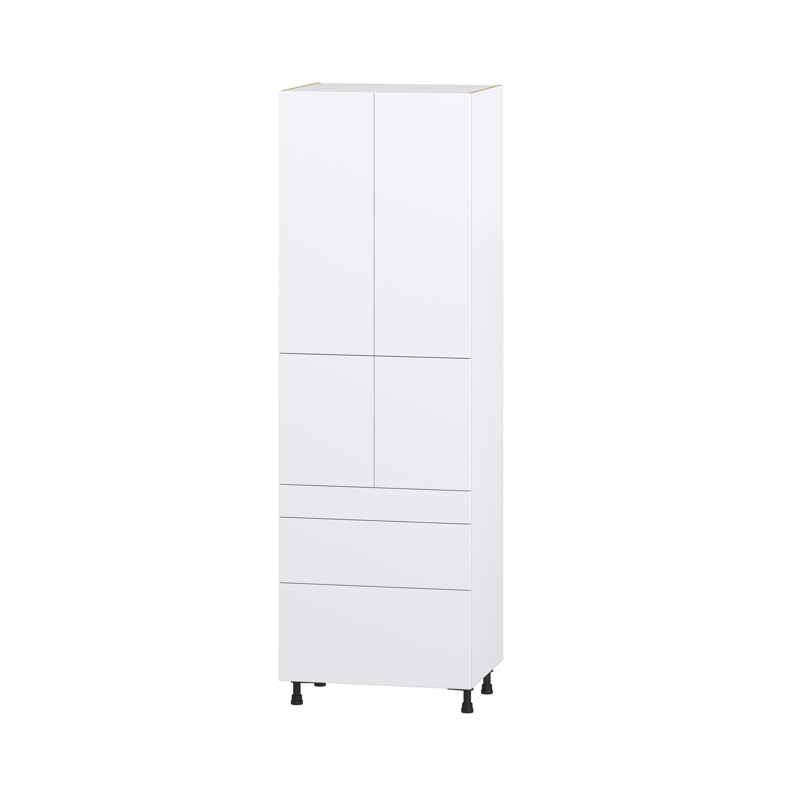 Hugo&Borg Lasalle 15-in W x 94.5-in H x 24-in D Bright White Slab 5-Drawer Pantry Fully Assembled Cabinet (Flat Panel Slab Style)