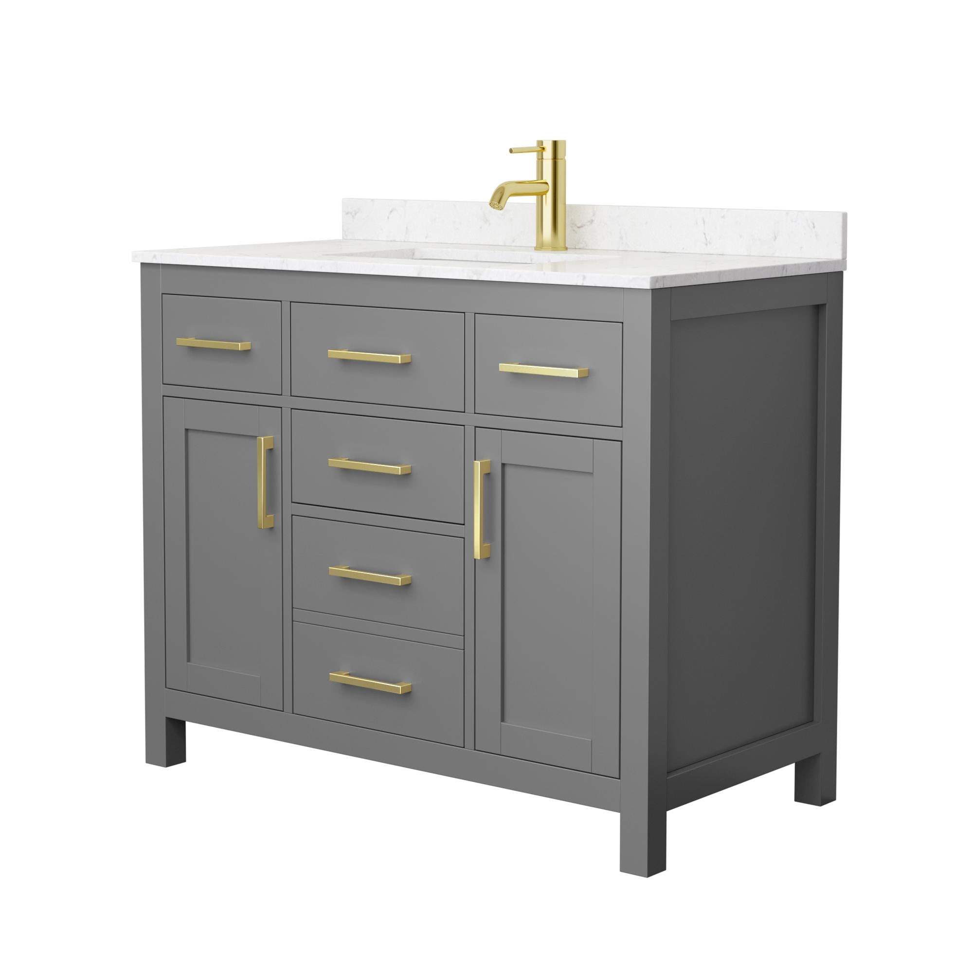 Beckett 42" Dark Gray Freestanding Vanity with Carrara Marble Top