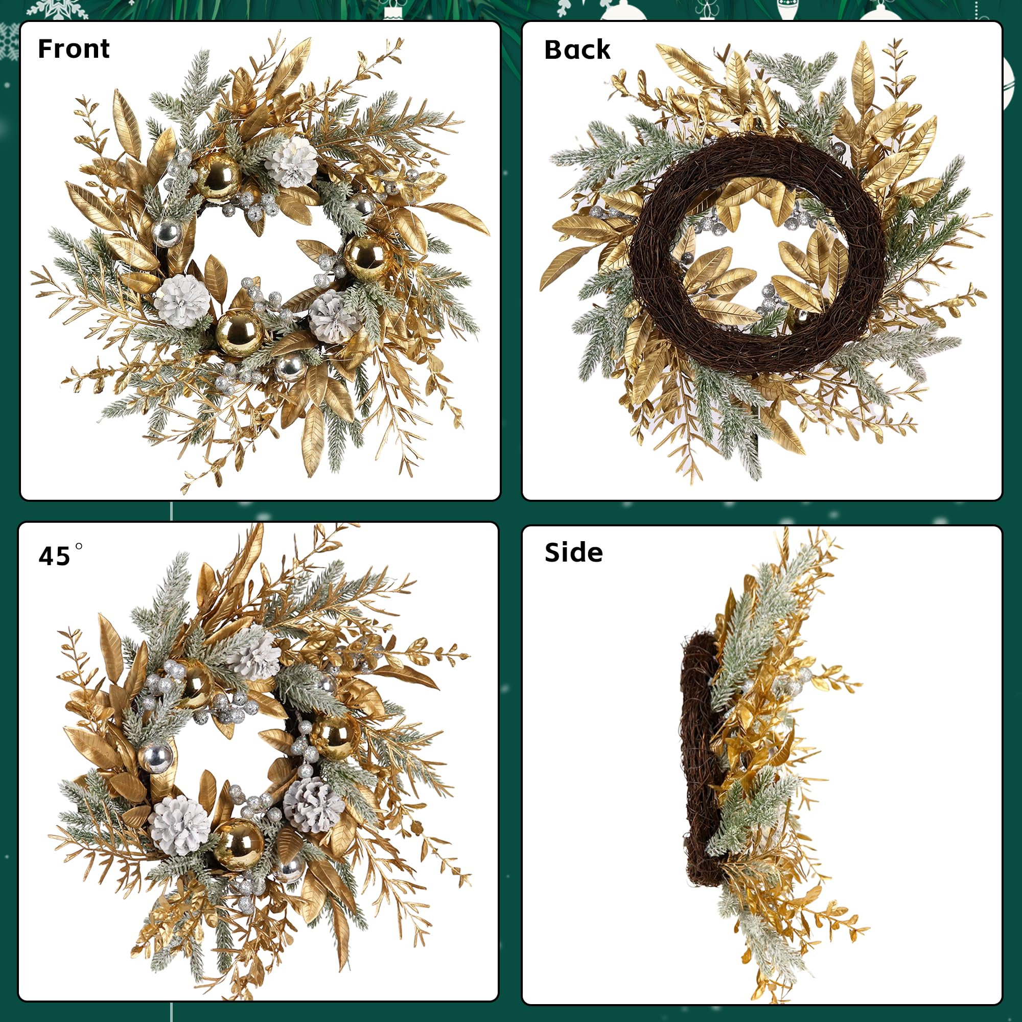 WELLFOR CM-HGY-22761US Artificial-Christmas-Wreaths - View #5
