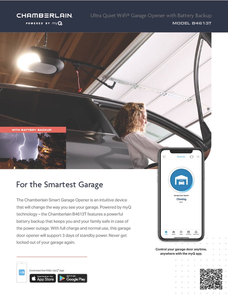 Chamberlain 3/4 Hps Smart Belt Drive Garage Door Opener Wi-fi Compatibility  Battery Back-up LED Light in the Garage Door Openers department at