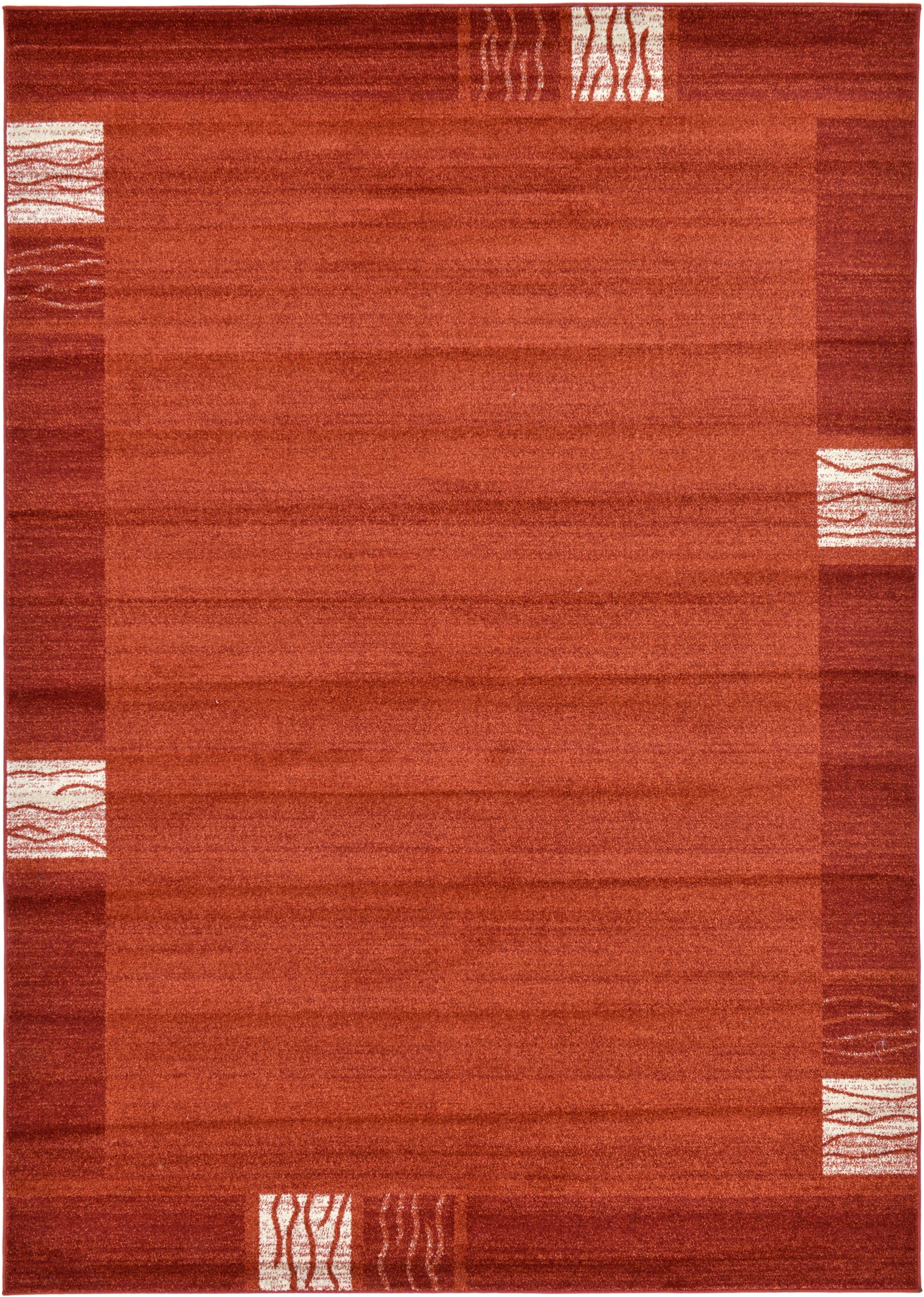 Unique Loom 3120198 Sarah Del Mar 7 x 10 (ft) Loomed Polypropylene Rust Red/Terracotta Rectangular Indoor Geometric Industrial Area rug