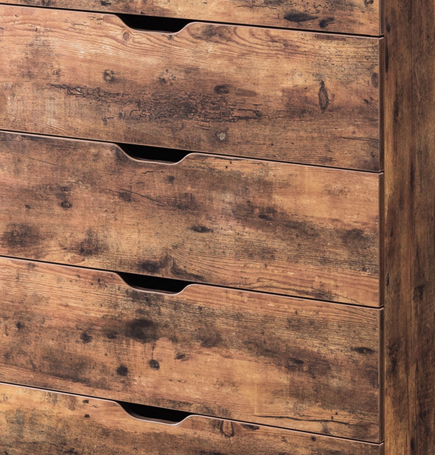 Rustic Brown Five-Drawer Vertical Chest with Metal Glides