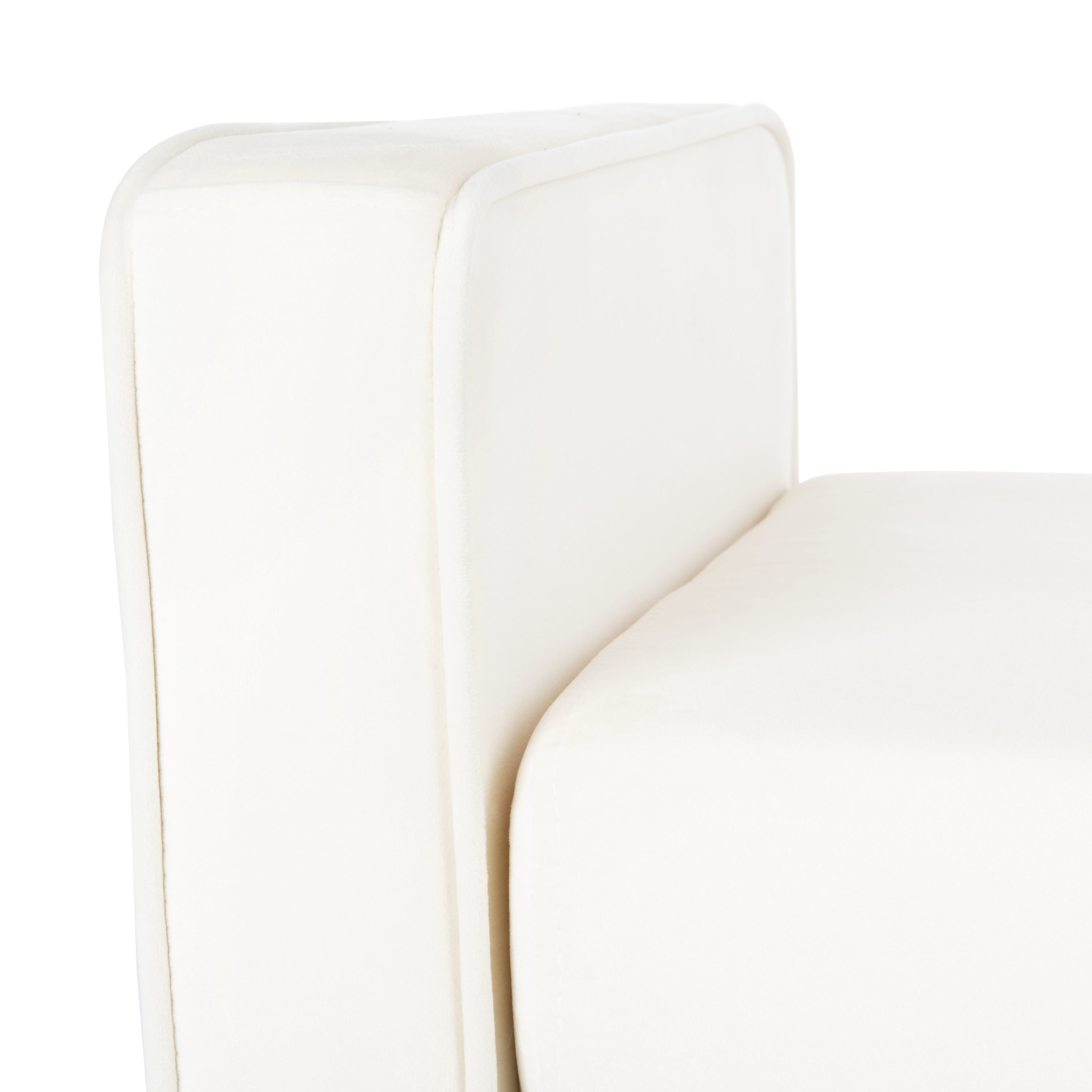 Henri Mid-Century Cream Velvet and Walnut Cushioned Bench