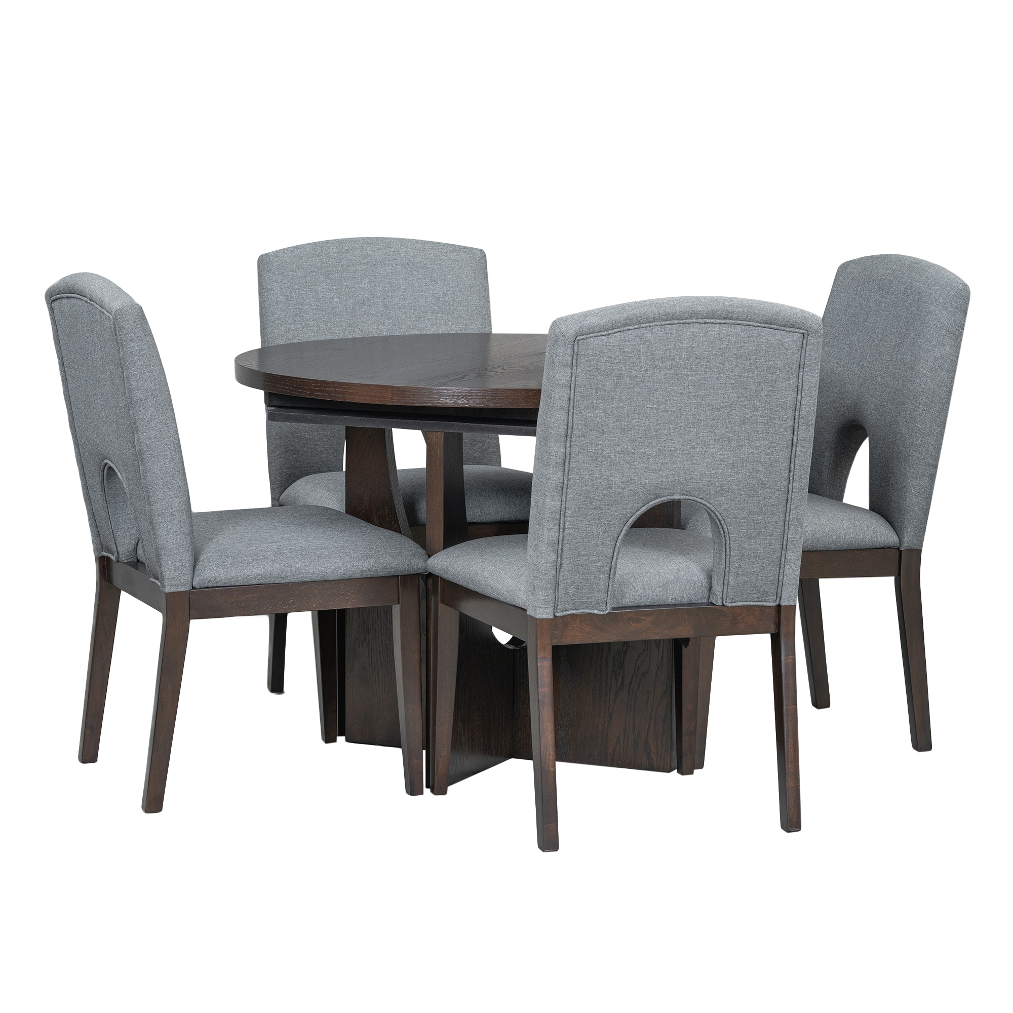 Bybafun YA0100271 Gray Contemporary/Modern Dining Room Set with Round Table ( Seats 4 )