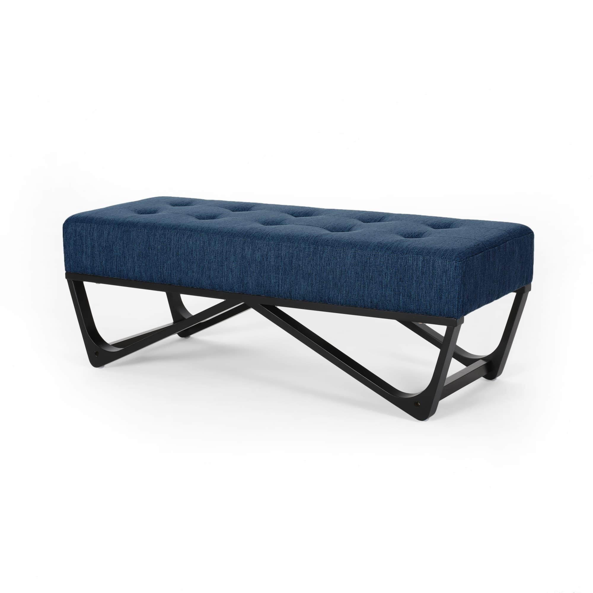 Navy Blue Fabric Ottoman