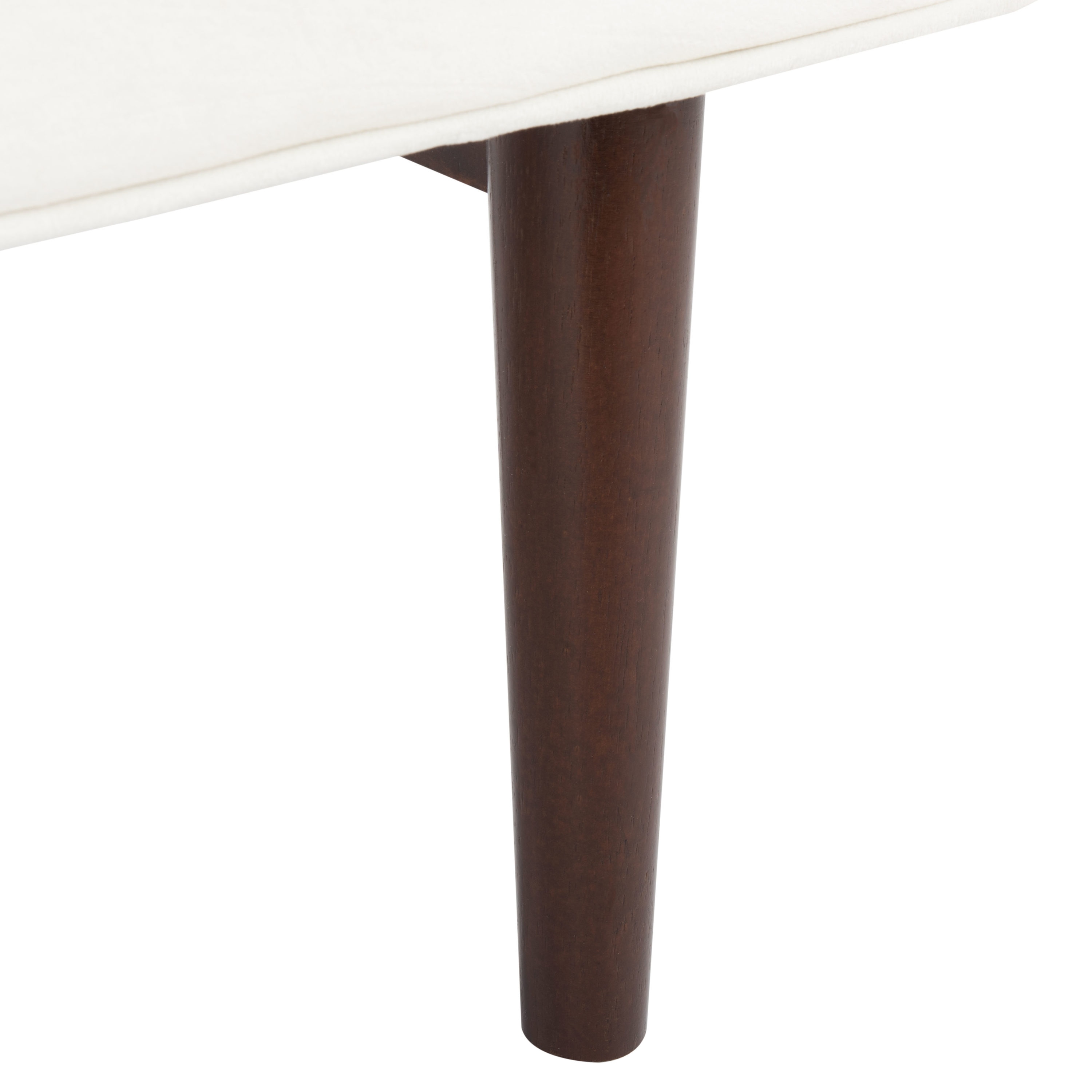 Henri Mid-Century Cream Velvet and Walnut Cushioned Bench