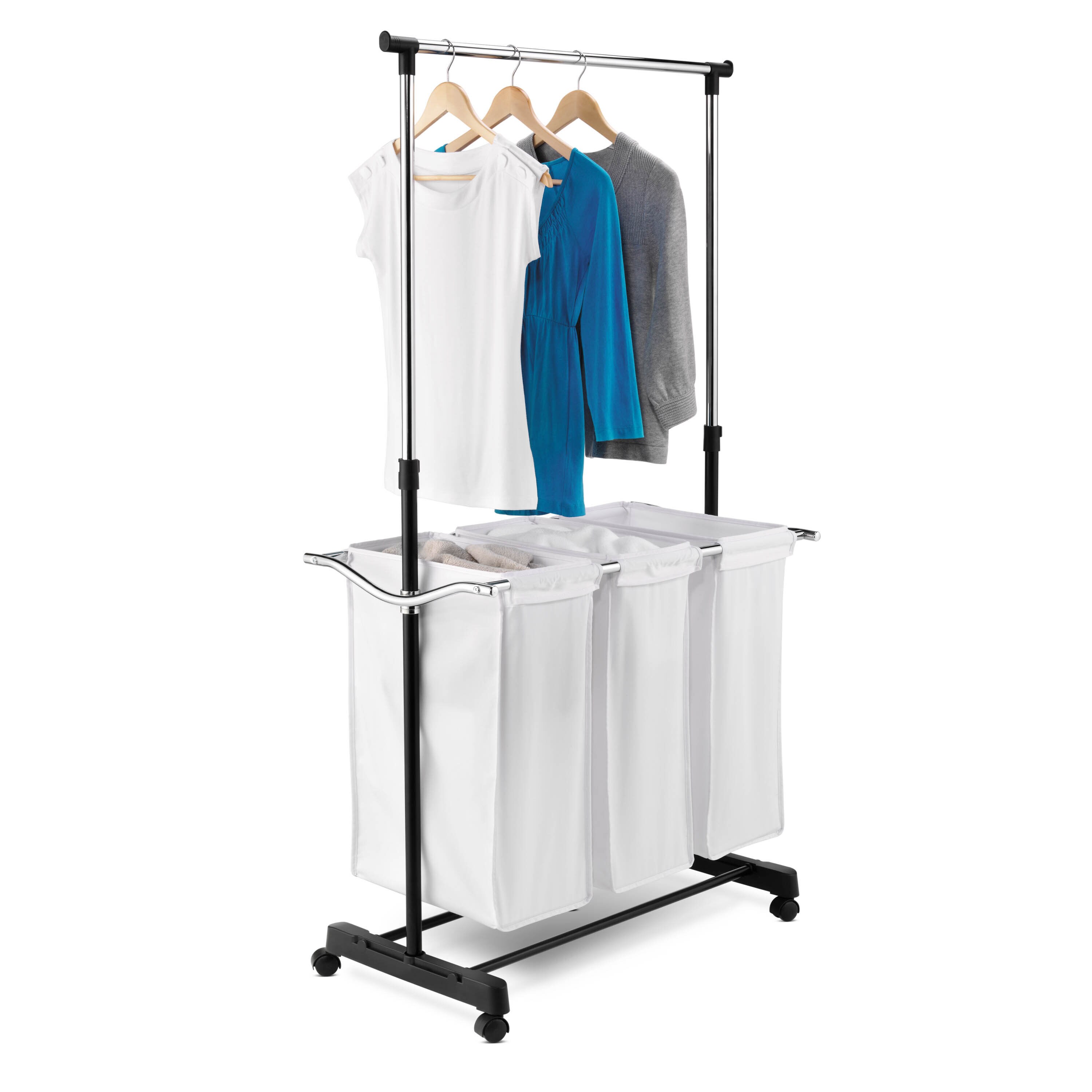 Laundry sorter with online hanging rack