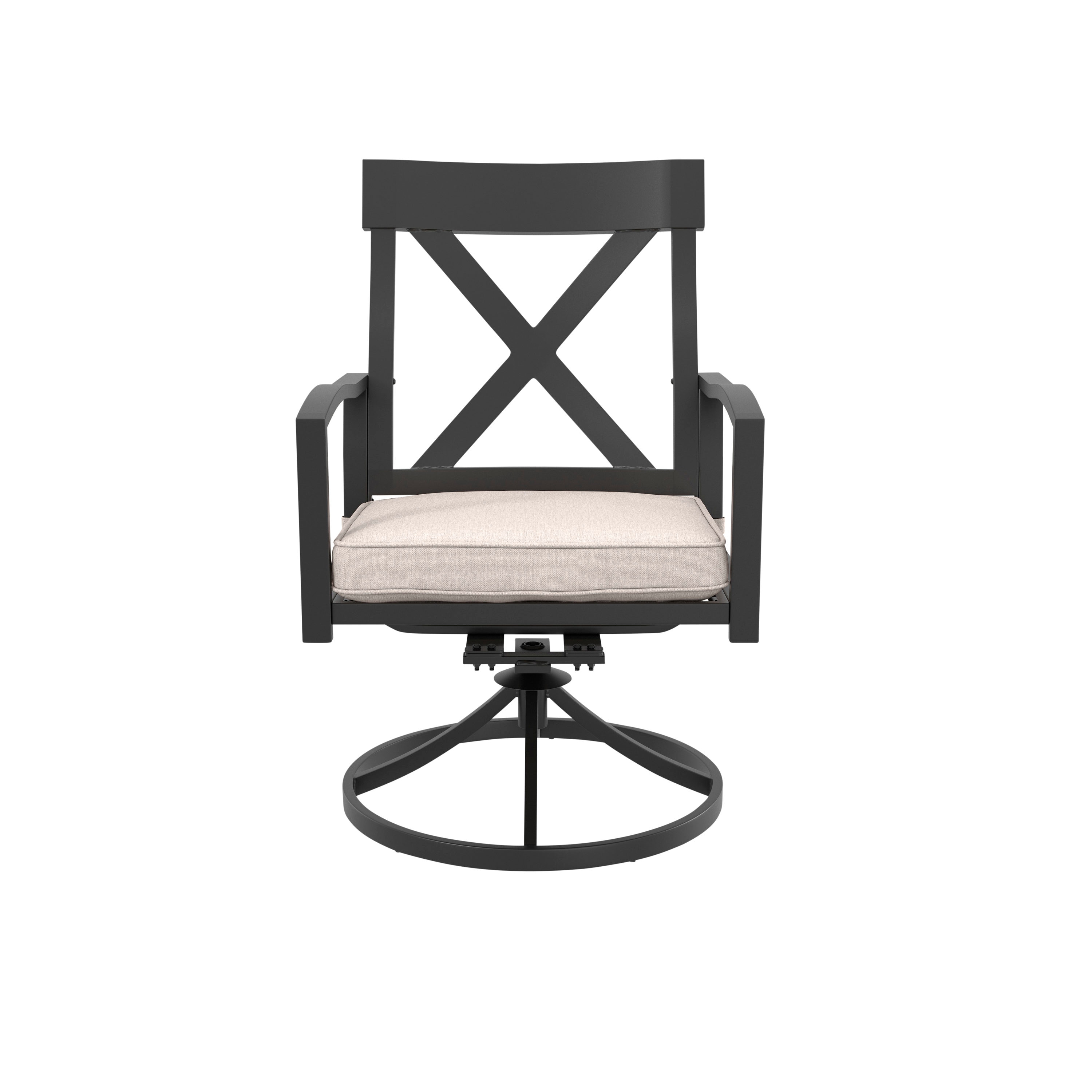 Style Selections Glenwood Set of 4 Black Steel Frame Swivel Dining Chair with Gray Cushioned