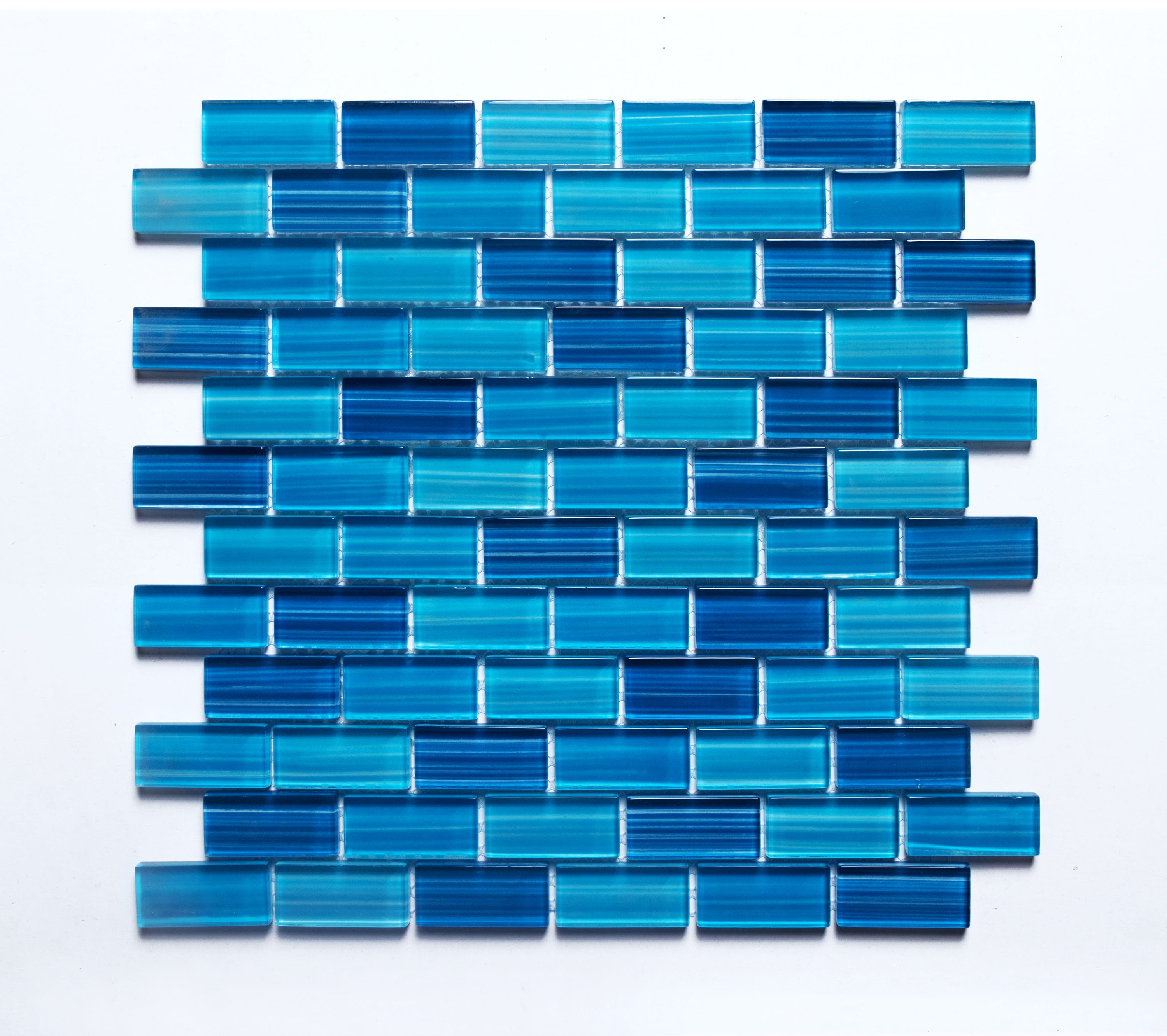 WS Tiles WST-X05 Swimming Pool Series Beachside Blue 12-in x 12-in Hand-painted Glass Mosaic Wall Tile (5-sq. ft/ Carton)