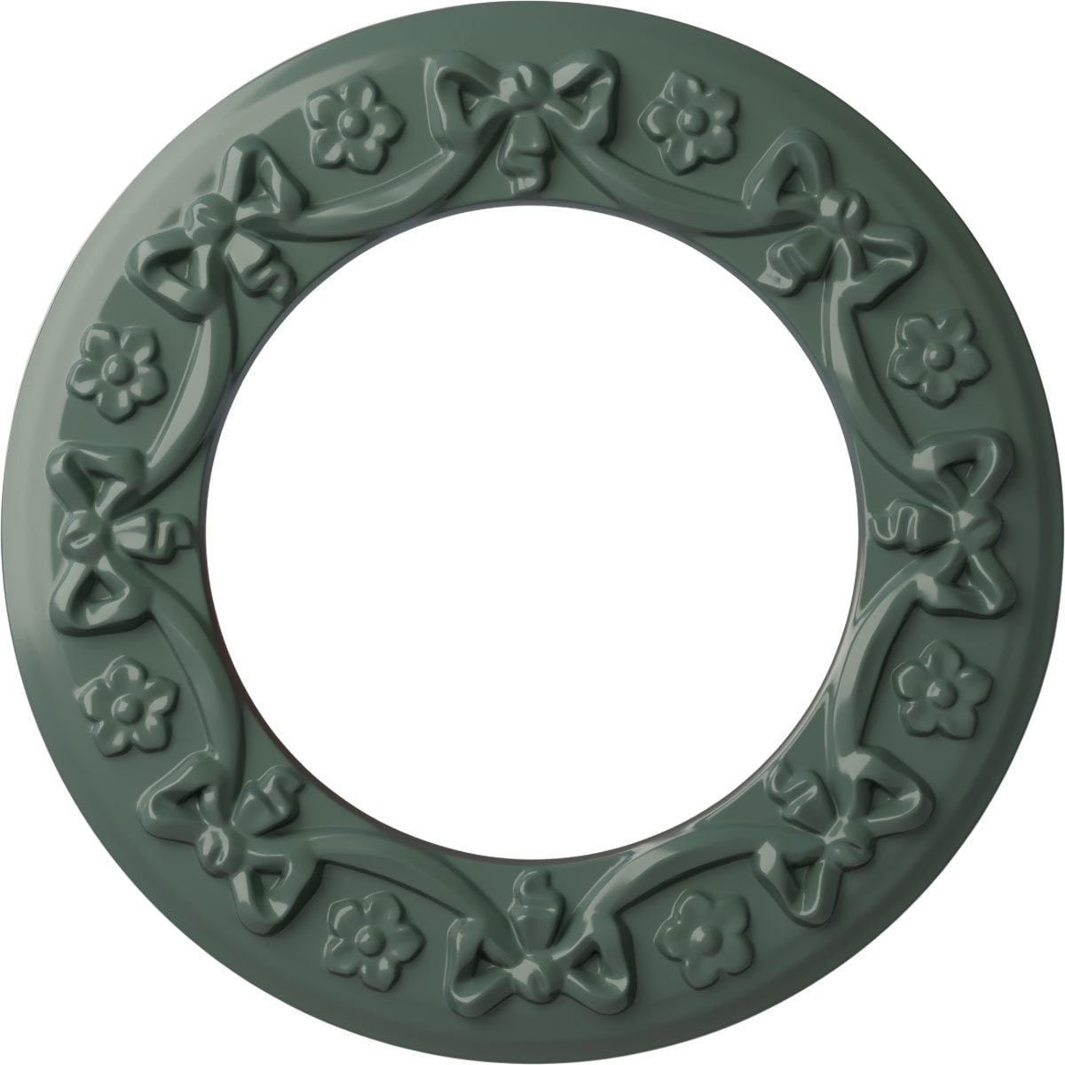 Ekena Millwork CM12RICBF Ribbon with Bow 12.25-in W x 12.25-in L Painted Cloud Burst Polyurethane Whole Ceiling Medallion
