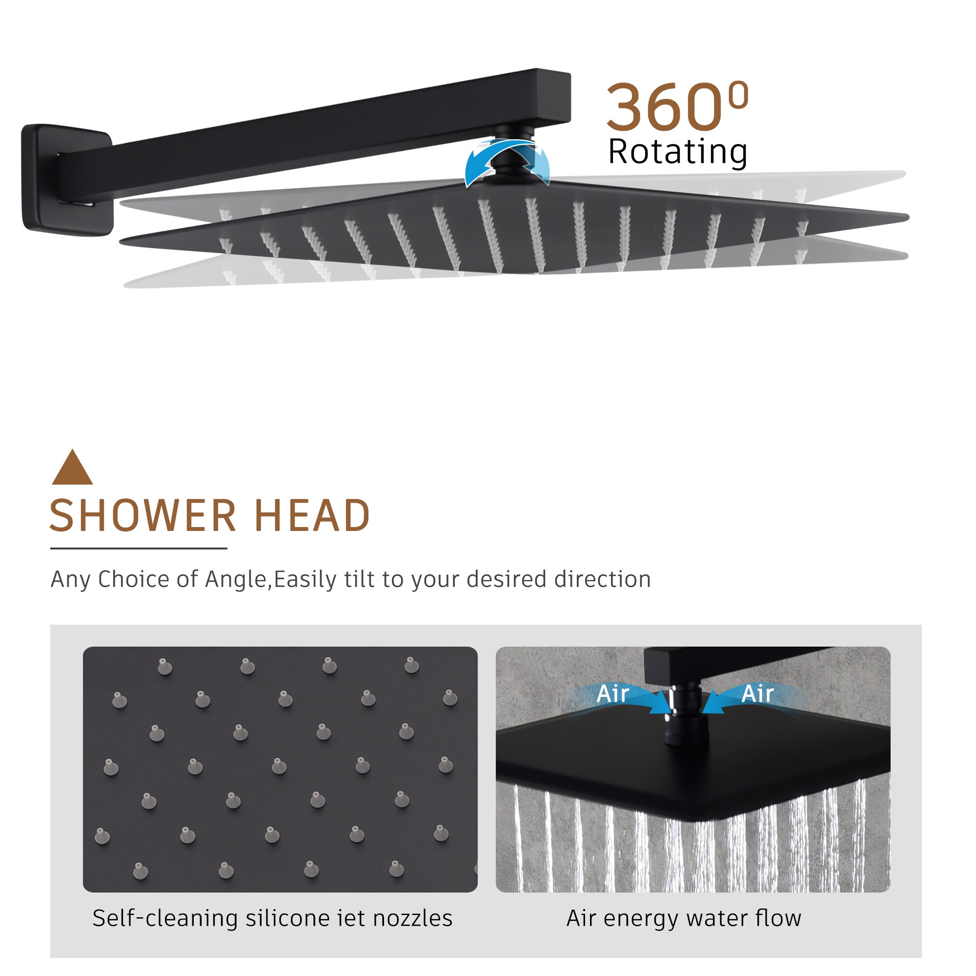 CASAINC M6001-A-12-MB Showerhead-Bar-Panels - View #4