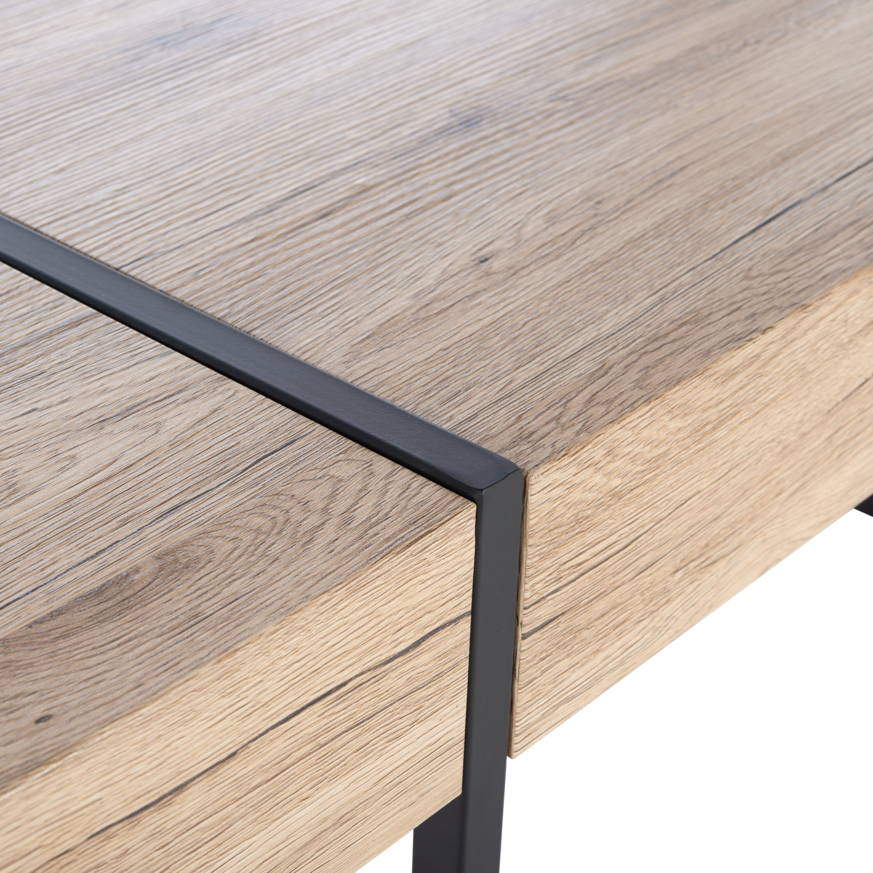 Tristan Natural Black 48" Rectangular Wood Metal Coffee Table