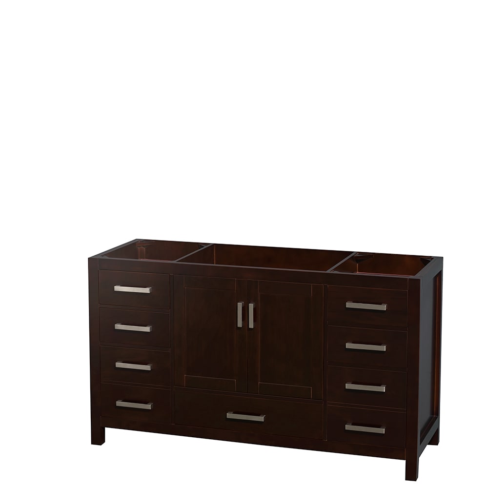 Wyndham Collection WCS141460SESCXSXXMXX Sheffield 60-Inches Espresso with Brushed Chrome Trim Bathroom Vanity Base Cabinet without Top
