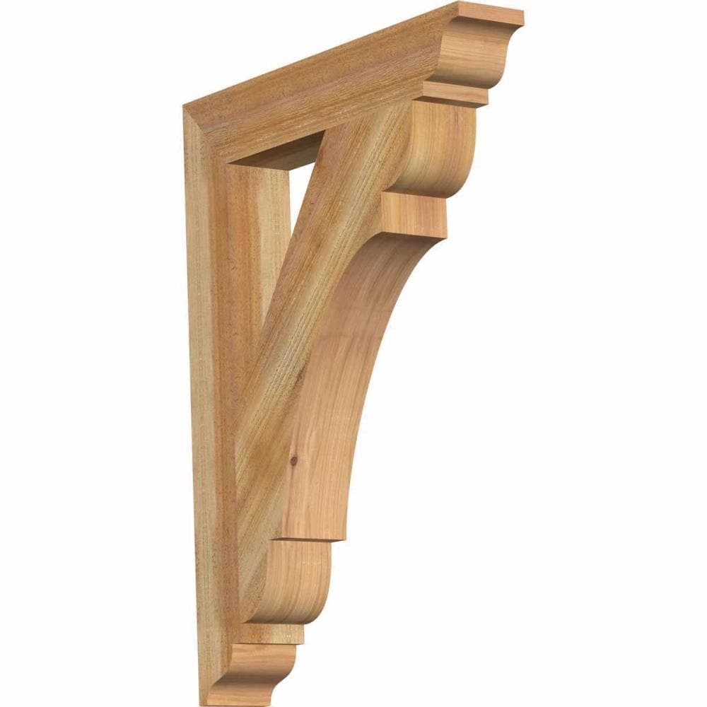 Ekena Millwork BKT04X24X32OLY01RWR Olympic traditional rough sawn 4-in x 24-in x 32-in Western red cedar Brown Wood Standard bracket