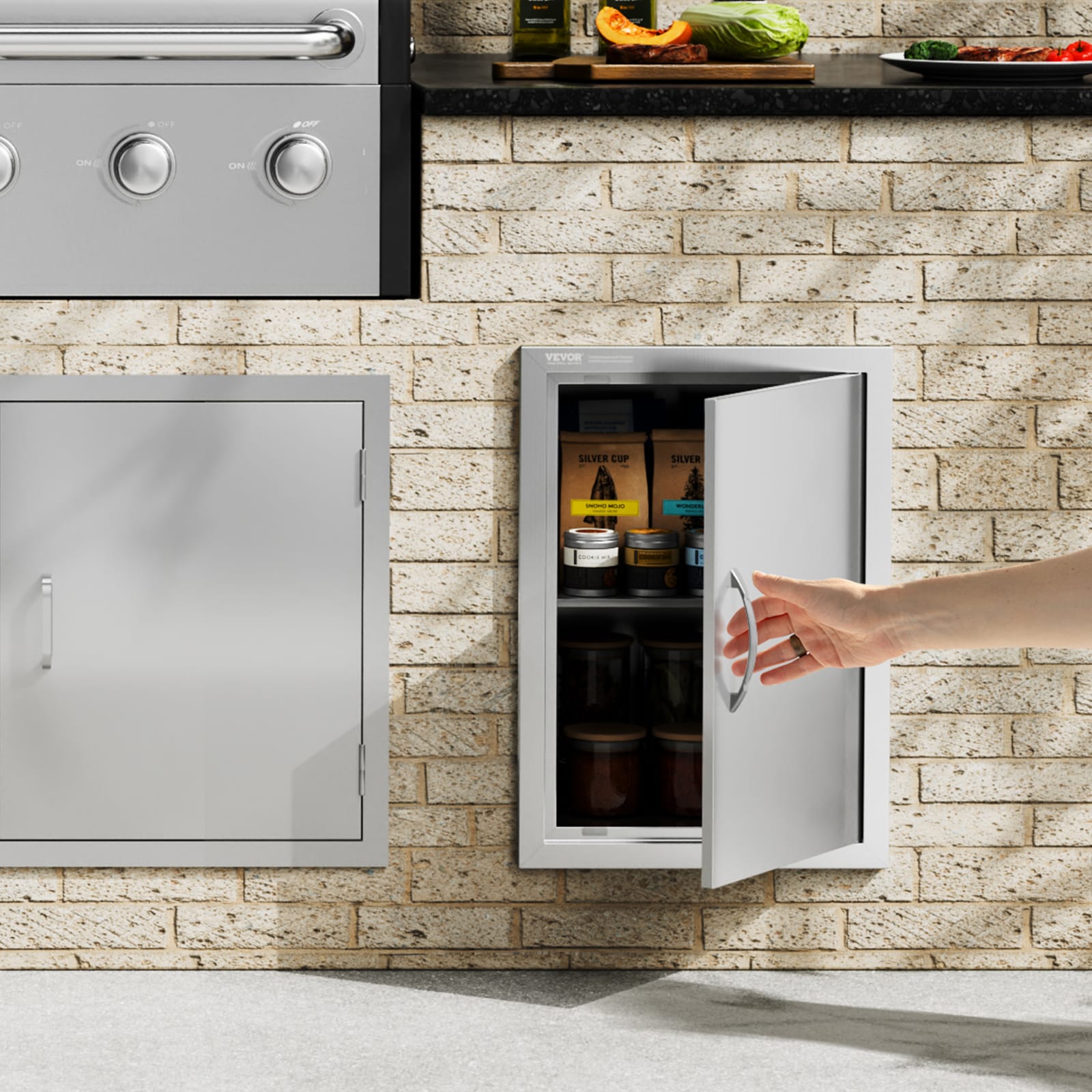 Stainless Steel Outdoor Kitchen BBQ Access Door