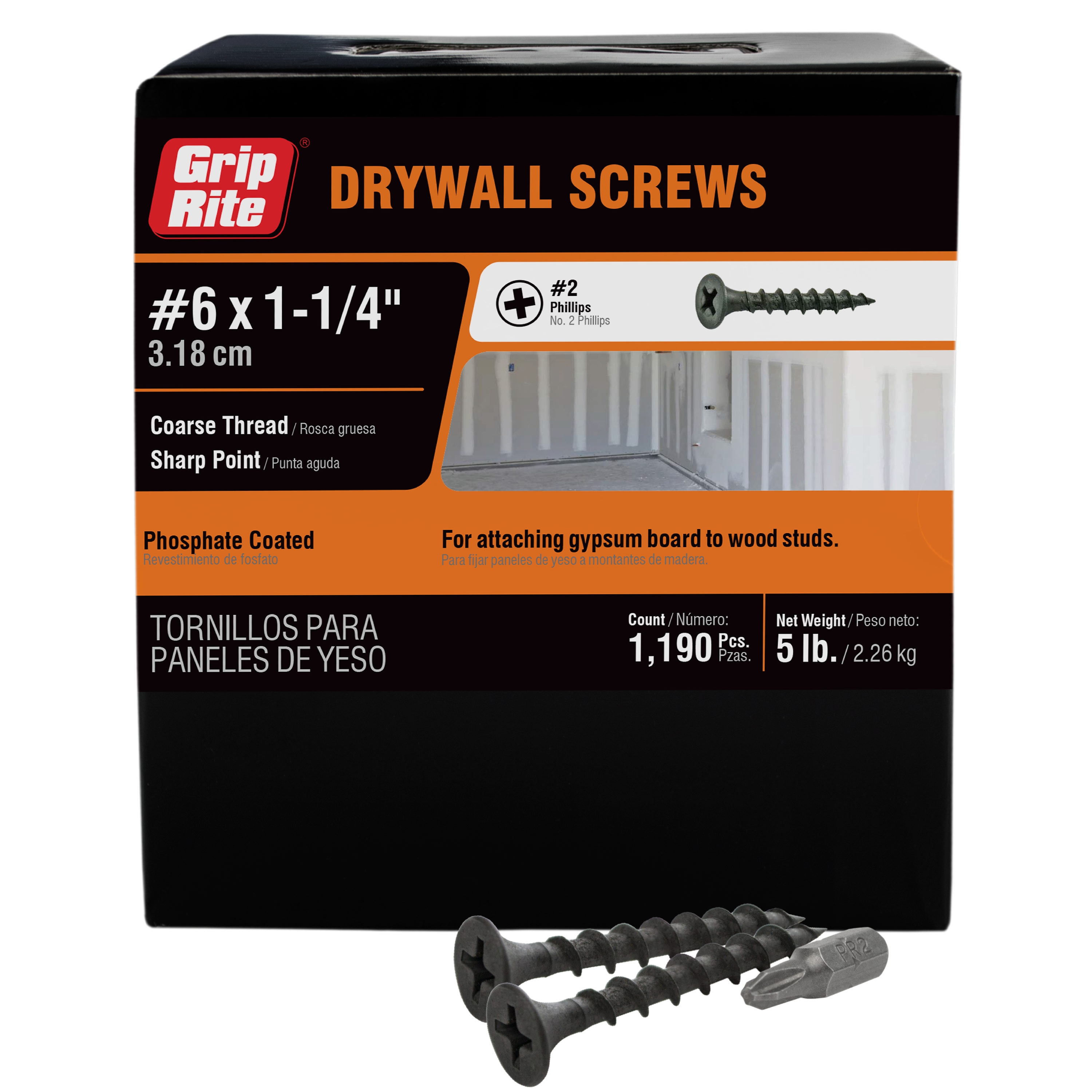 Grip-Rite #6 x 1-1/4-in Bugle Coarse Thread Drywall Screws 5-lb