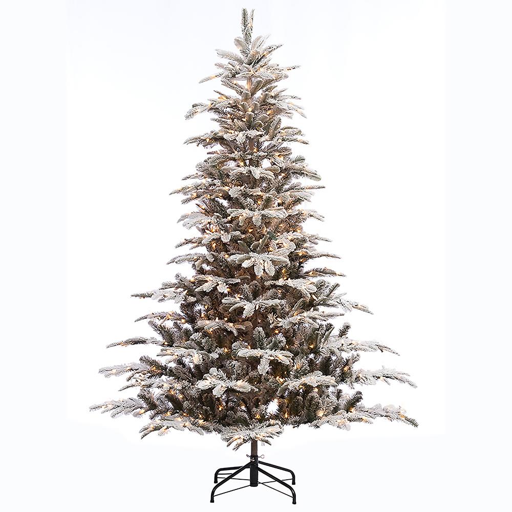 7.5-ft Arctic Pine Pre-lit Flocked Artificial Christmas Tree with Incandescent Lights | - Puleo International 277-APGFA-75C7