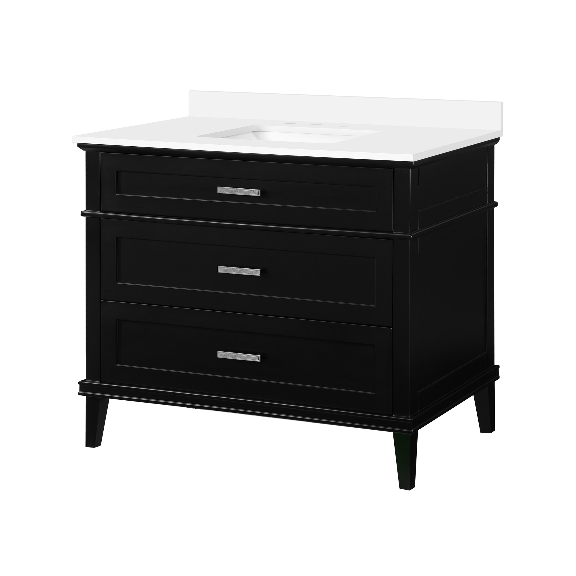 Ove Decors Exela 42 In Impress Black Undermount Single Sink Bathroom Vanity With White 