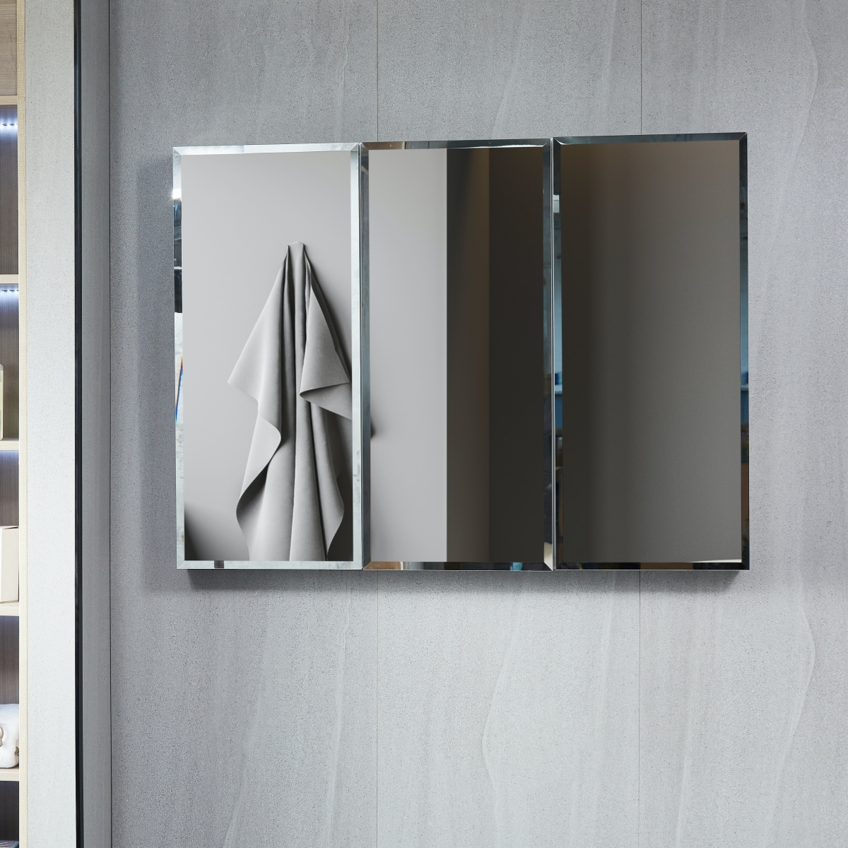 AAZJ JKF-MC4836SA KA 48-Inches x 36-Inches Surface/Recessed Mount Silver Mirrored Rectangle Soft Close Medicine Cabinet