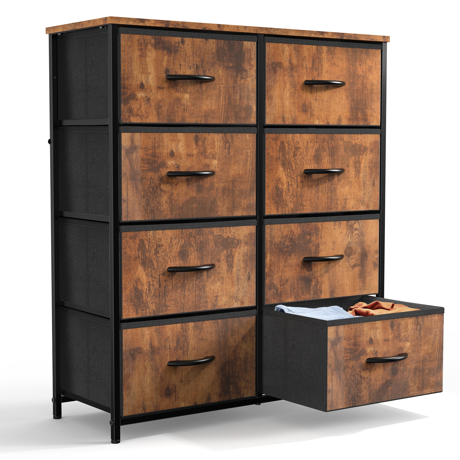 Flynama L-134601 Rustic Brown 8 -Drawer Combo dresser