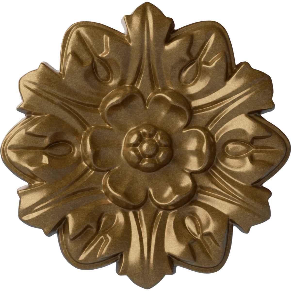 Ekena Millwork CM07EMPAS Emery Leaf 7.625-in W x 7.625-in L Pale Gold Polyurethane Ceiling Medallion