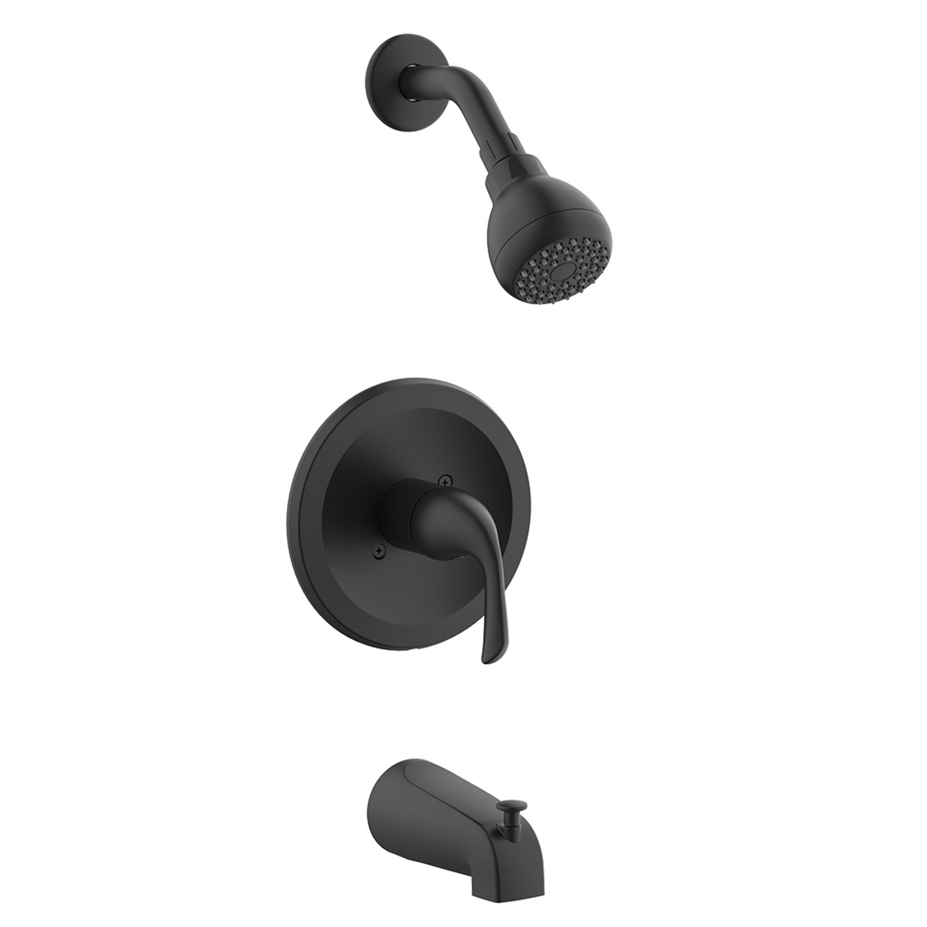 Project Source F11A4503BL Dover Matte Black 1-handle Single function 2.756-in Round Bathtub and shower Faucet with Valve