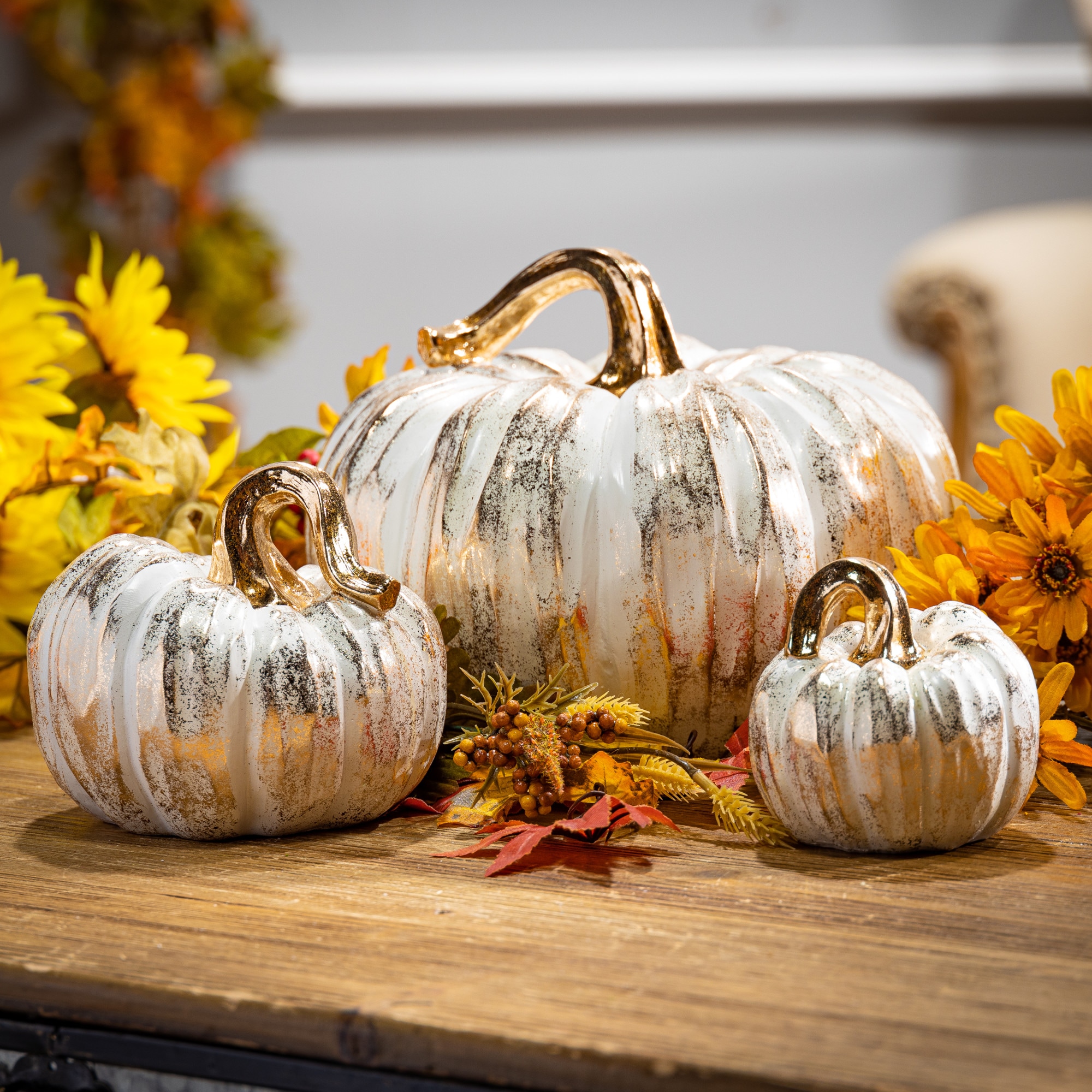 Gerson International 6.3-in Pumpkin Tabletop Decoration (3-Pack) at ...