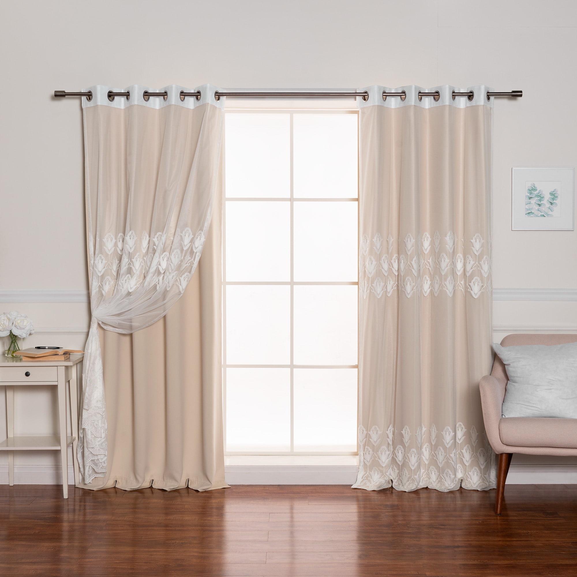Best Home Fashion MM-TULIP-84-BEIGE curtains - View #4