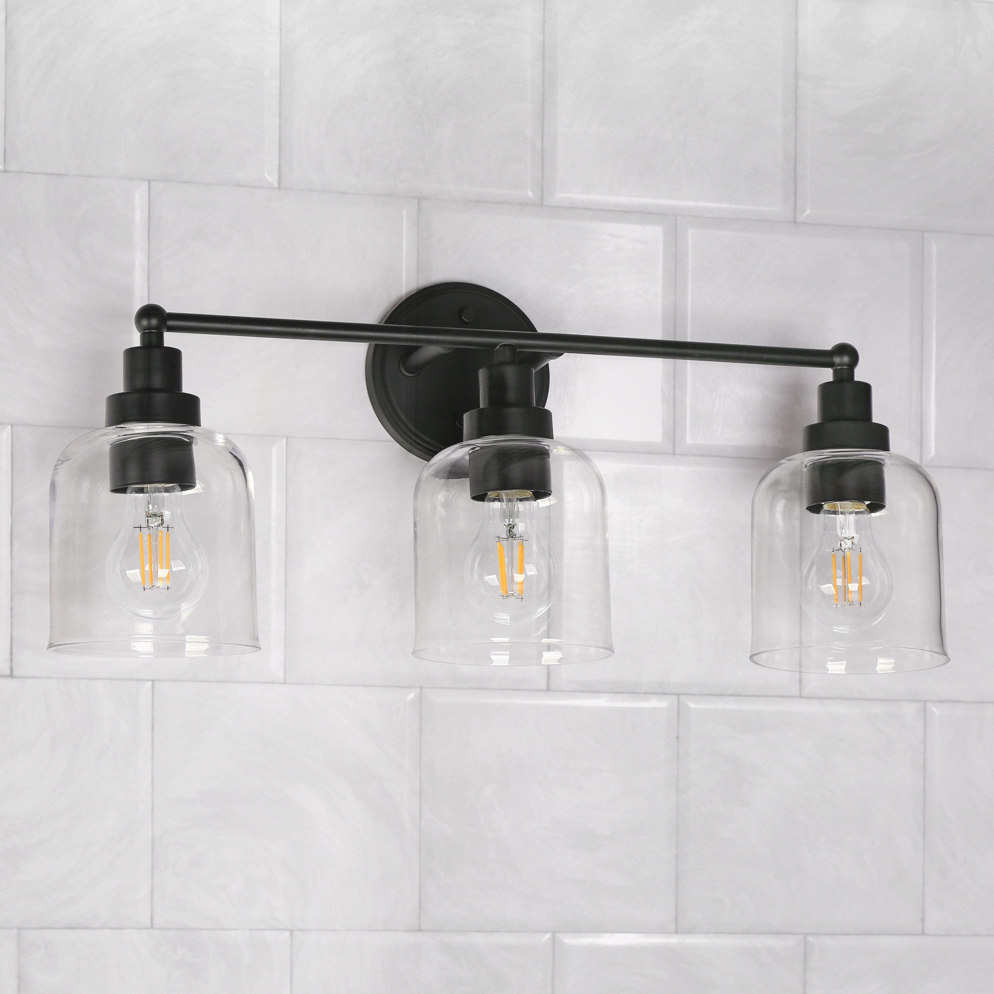 Uolfin F6JV7B-LWS23915-Z7 22-in 3 -Light Matte Black Modern/contemporary Vanity light